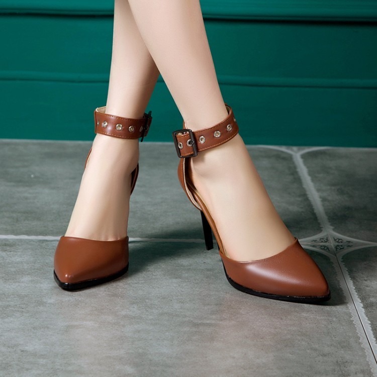 Women’s Pointed Toe High Stiletto Heel Ankle Strap Sandals Pump Dress Work Shoes