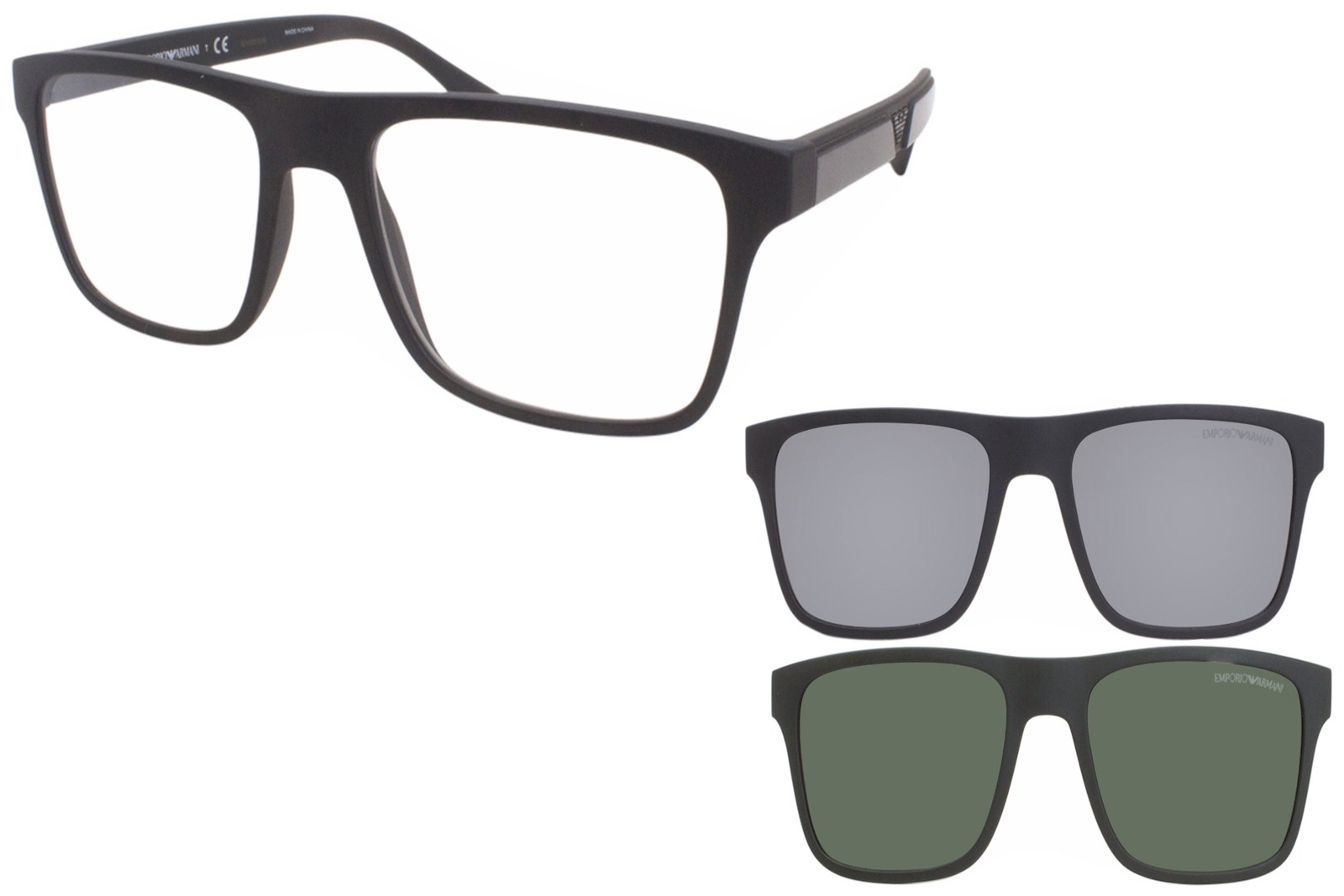 Emporio Armani Men’s EA4115F 5801/1W Matte Black w/ two Clip-ons Sunglasses 54mm