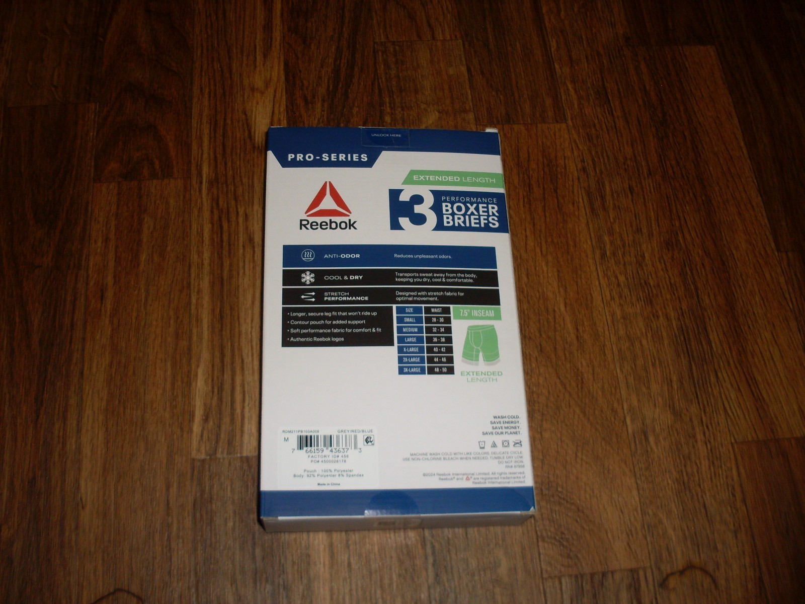 MENS REEBOK PRO SERIES EXTENDED LENGTH 7.5″ INSEAM BOXER BRIEFS SIZE MEDIUM NEW