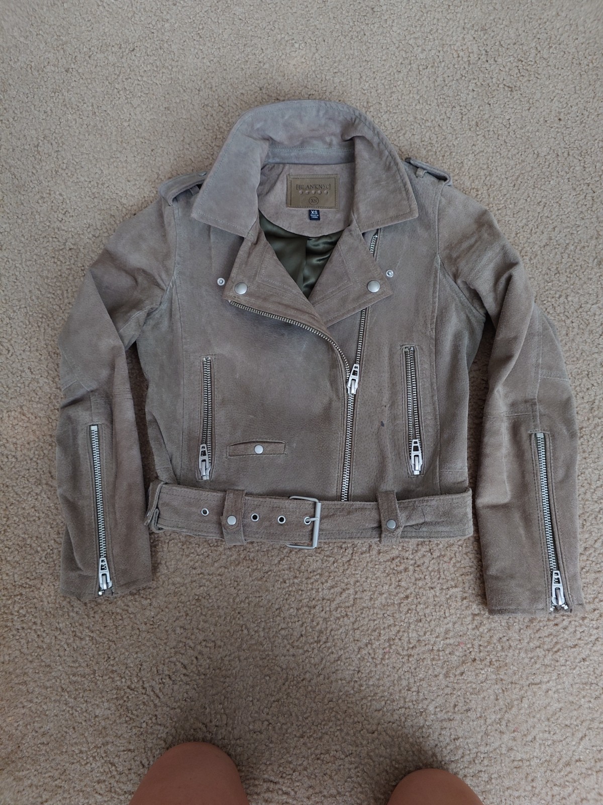 Blank Nyc Womens Green long Sleeve Full-Zip Motorcycle Jacket Size Small