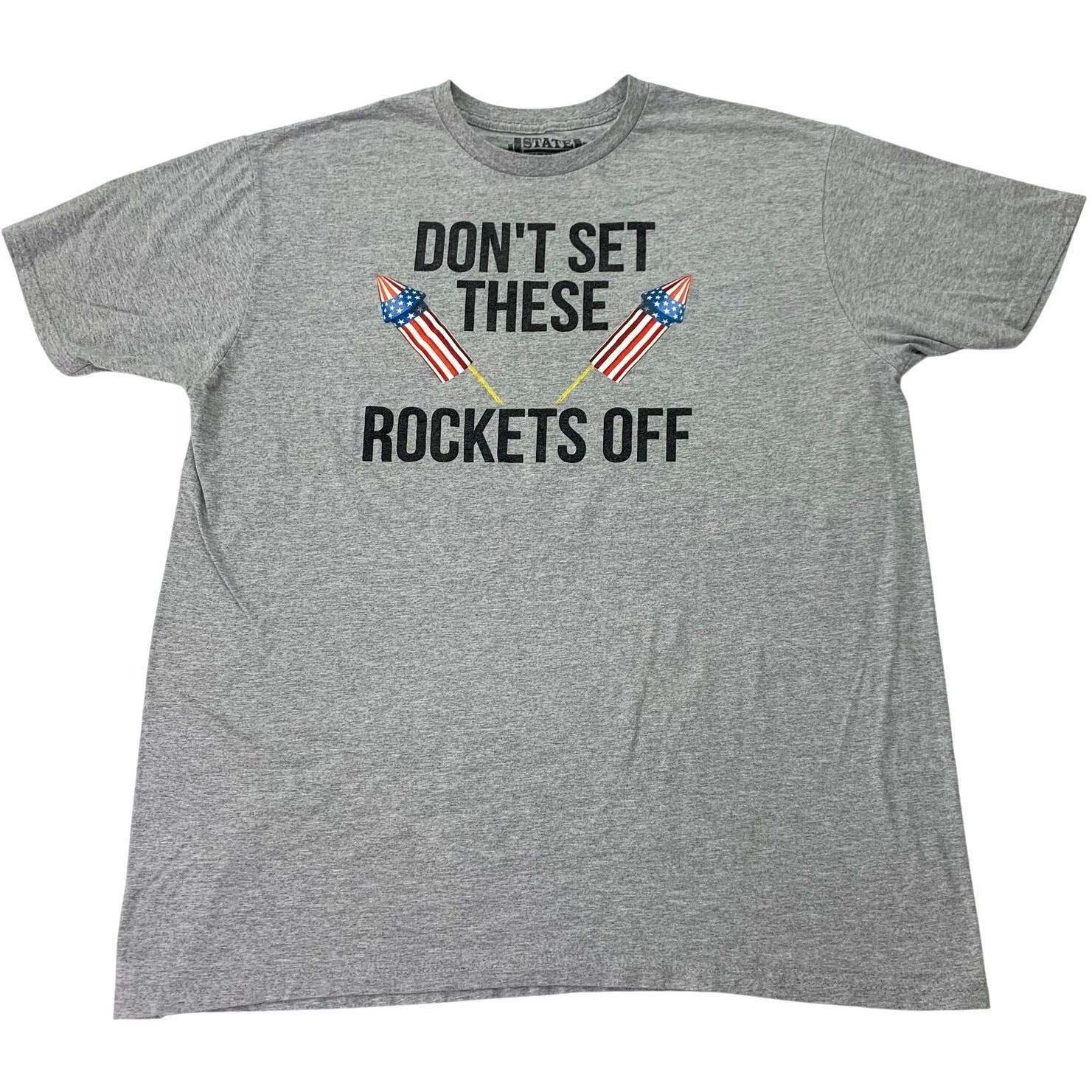 State Fitness Mens XXL Don’t Set These Rockets Off Muscle Shirt Funny Humor Tee