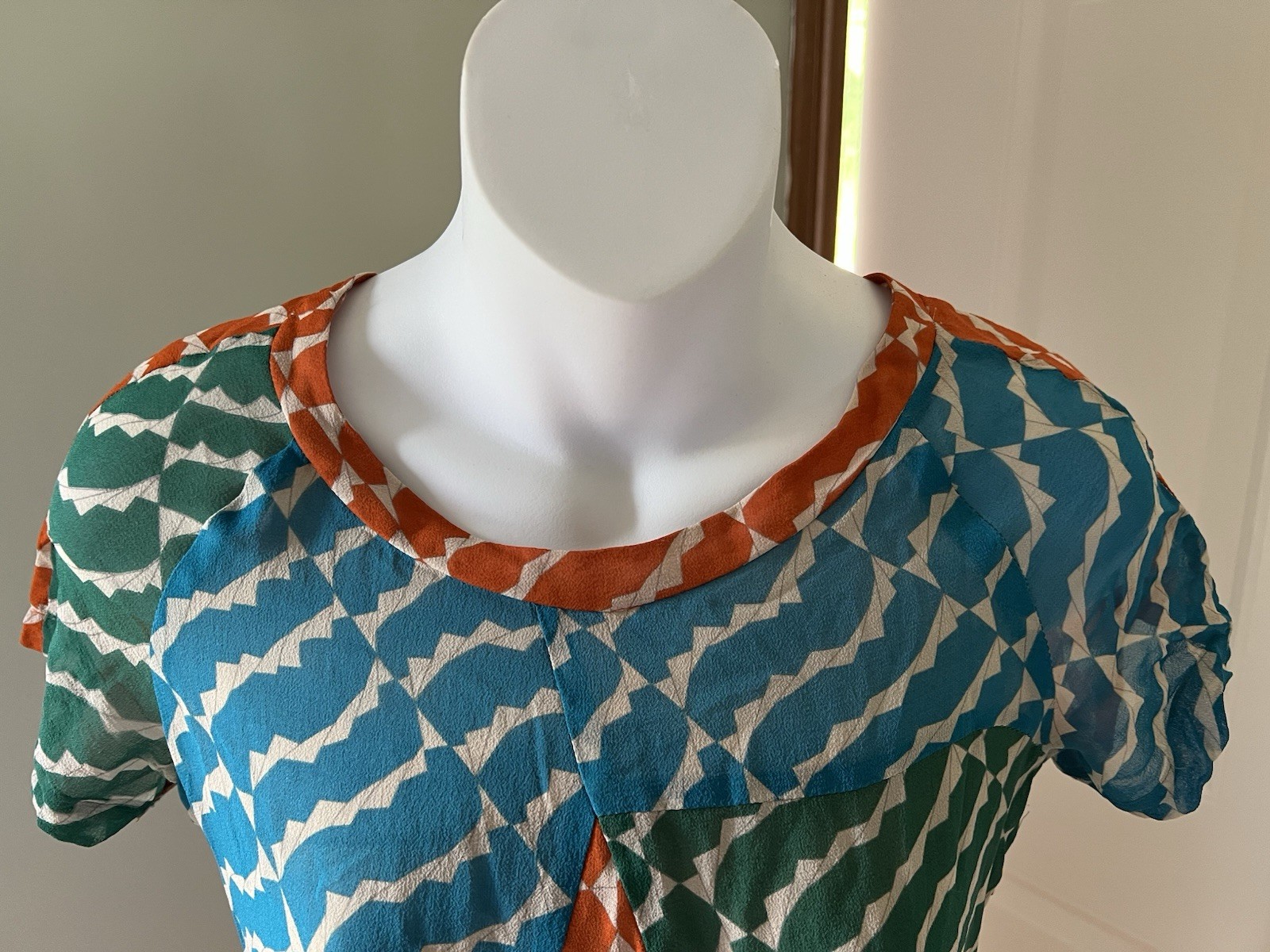 Marc Jacobs Women’s Cap Sleeve Silk Dress Geometric Silk Lined Day Into Evening