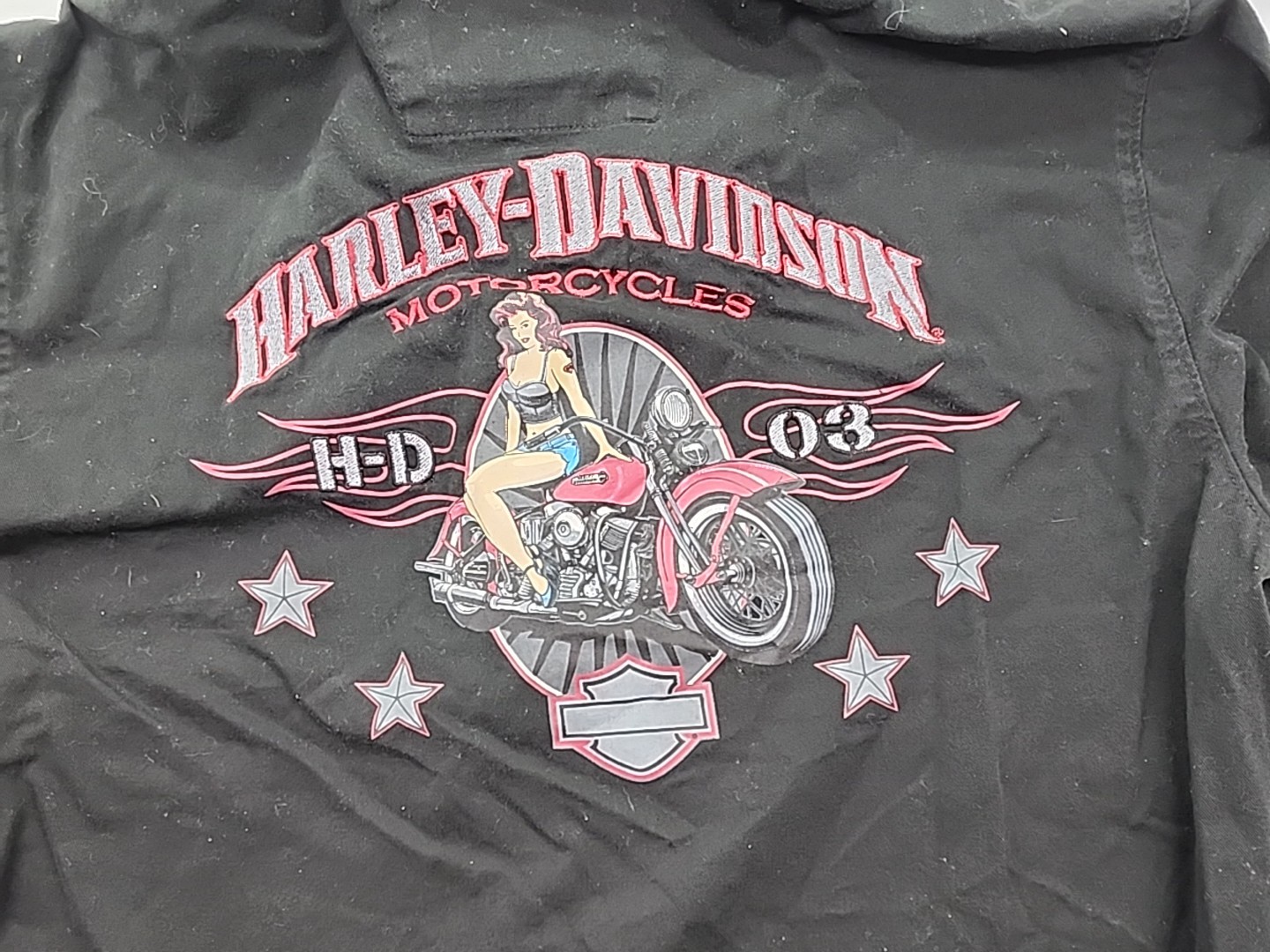 Harley Davidson Mens Button Up V-Twin Power Biker Shirt Black Sz L | 19