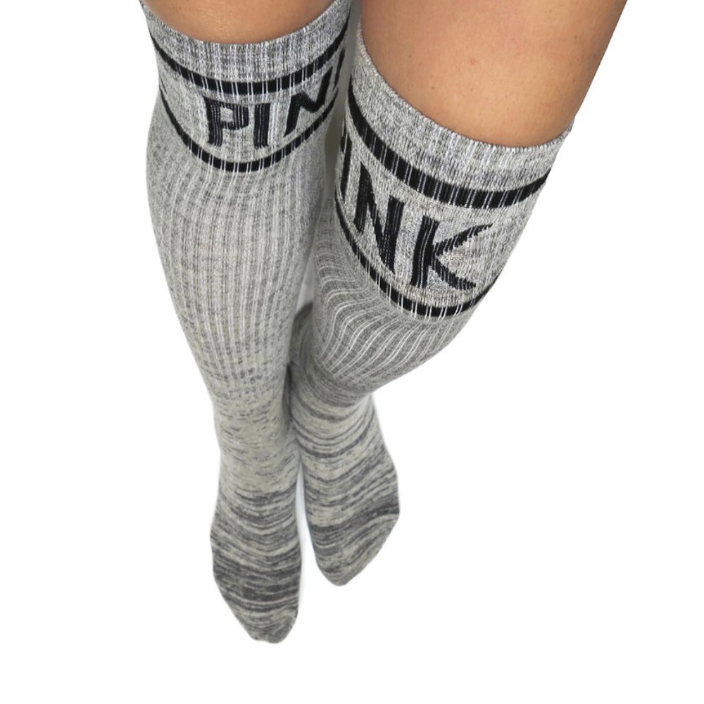 RARE Victoria’ Secret PINK Over The Knee High Socks Grey Marl NWOT One Size