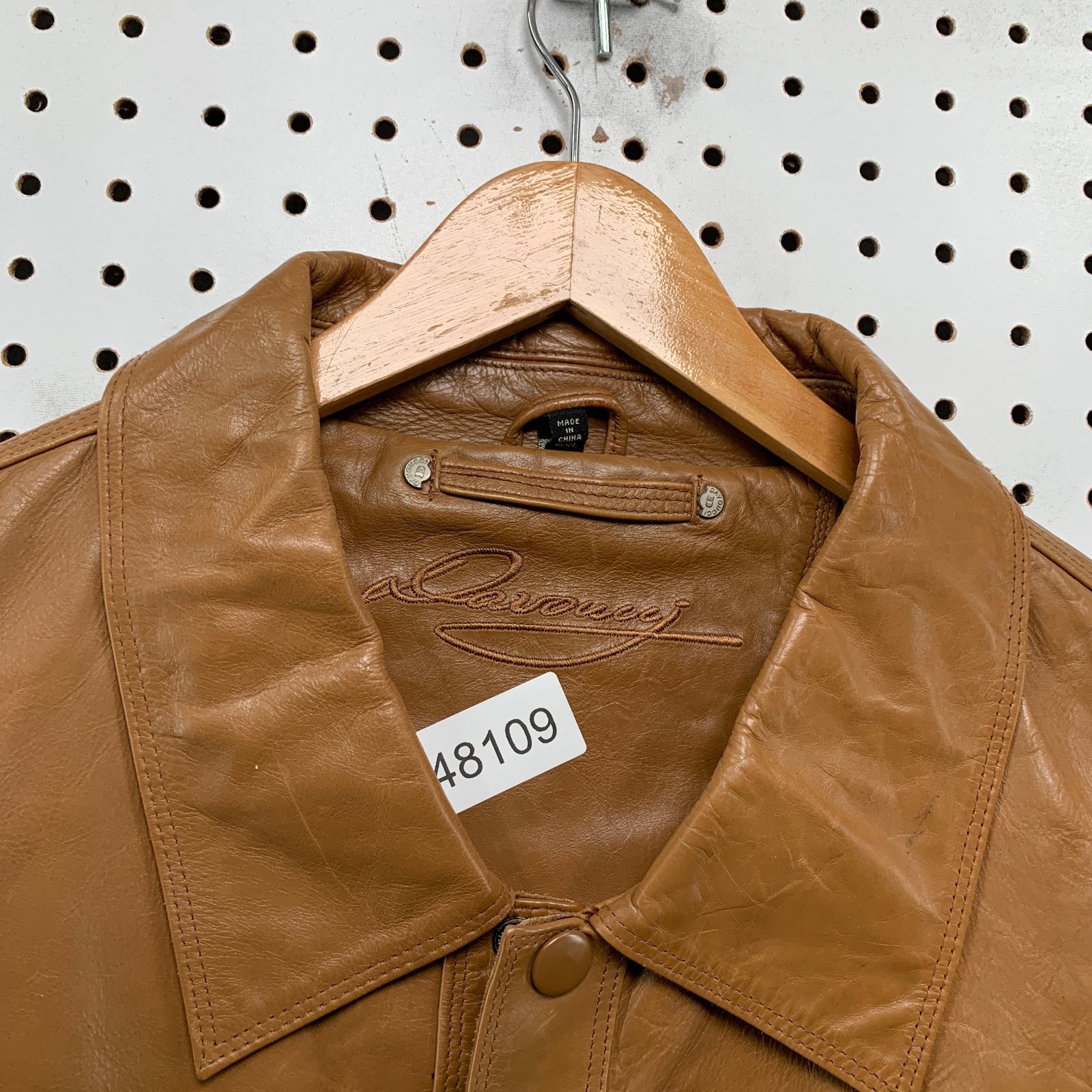 Vintage Davoucci Leather Jacket Men 6XL Brown Hair On Hide 80s 90s Rodeo Western
