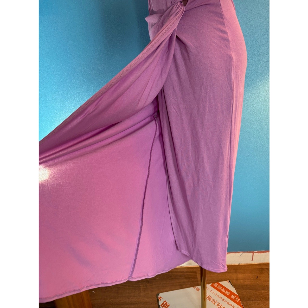 NWT L Space Maxi Dress Bandeau Top Keyhole Spaghetti Strap Orchid Ruched Slit M