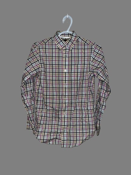 Class Club Button-Up Boys Size 12 Multicolored Striped Cotton Long Sleeve Reg