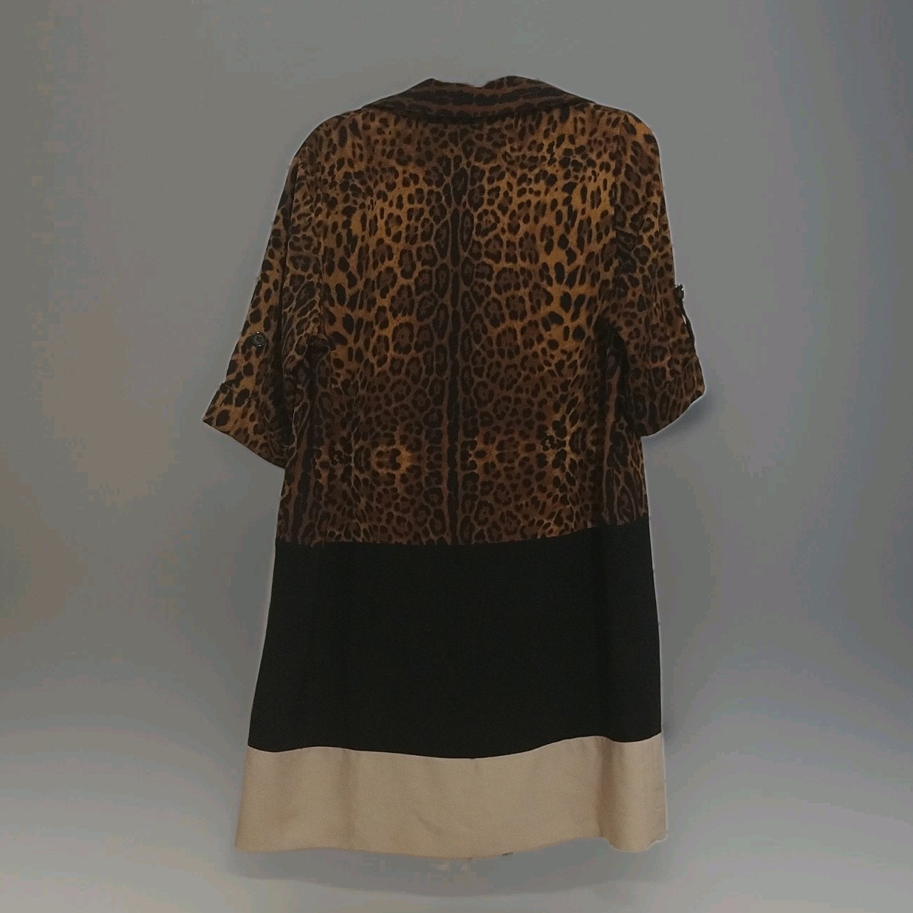 Old Navy Leopard Print Collared Button Front 3/4 Sleeve Shirt Dress M