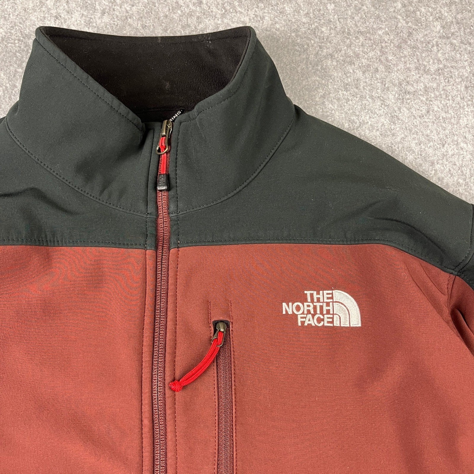 The North Face Apex Bionic Jacket Mens Large Rust Charcoal Grey Softshell Zip