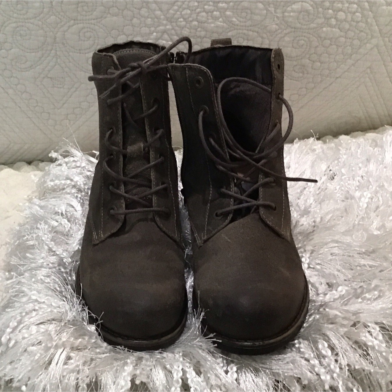 Taos Boot Camp Brown Leather Ankle Combat Boots Lace-Up Zip/soft lining sz. 9
