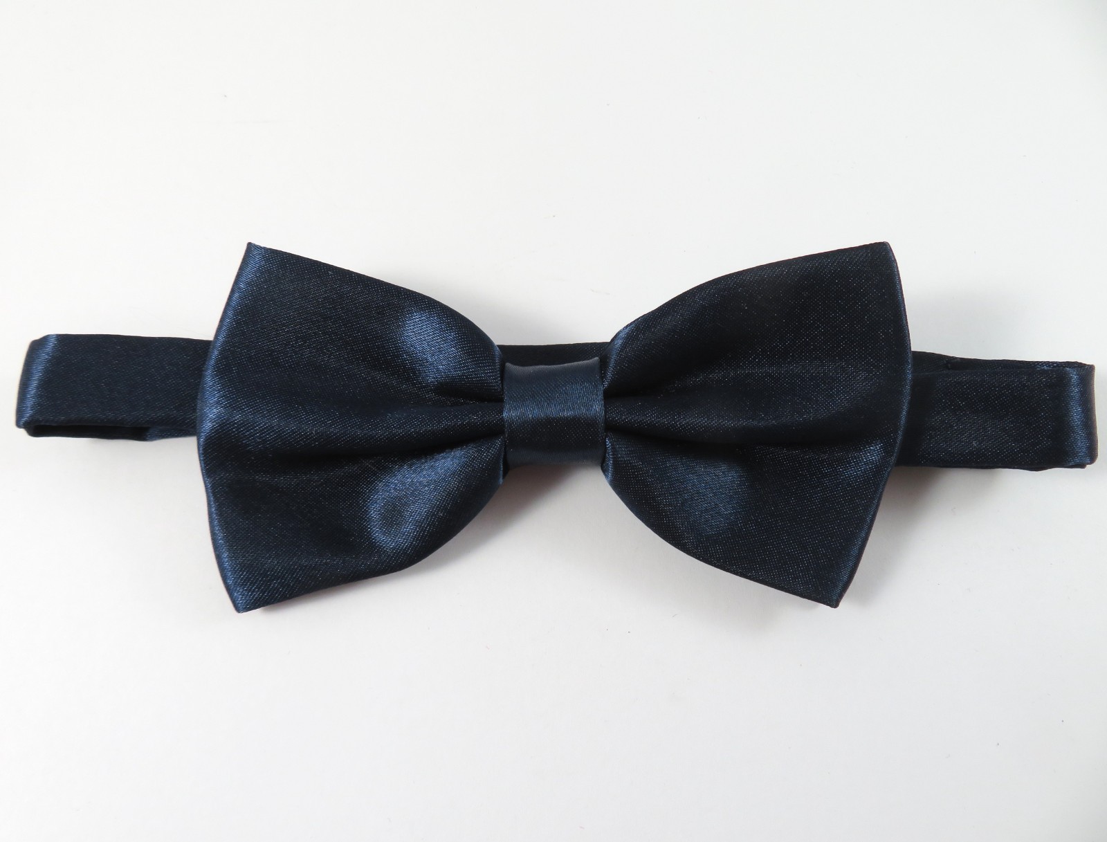 Navy Blue Silky Sheen Bowtie Adult Size Adjustable Band 10.25 To 18.5 Inch Neck
