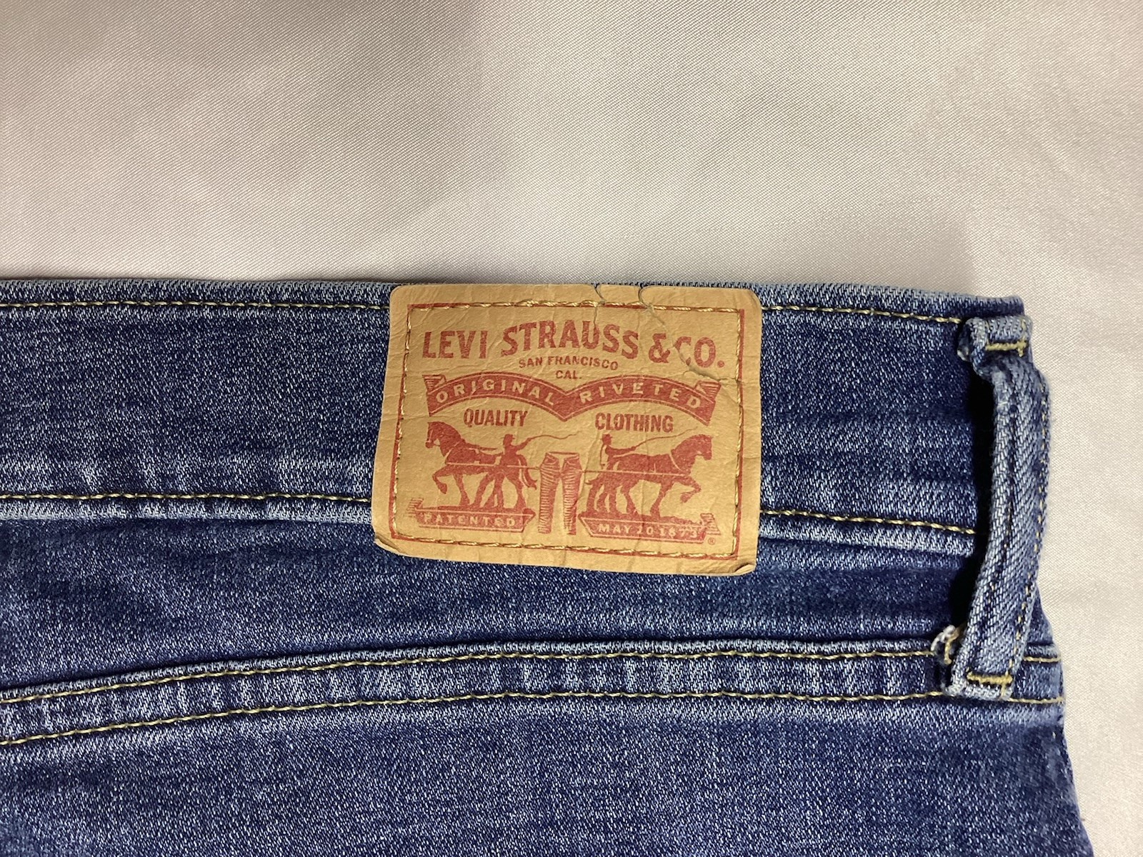 Levis Classic Straight Leg Jeans Medium Wash Stretch Womens 14 32×30