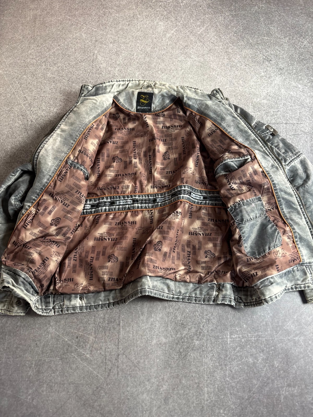Avant Garde Japanese 2000s Washed Distressed ZIpper Nylon Bomber Jacket Boxy Fit