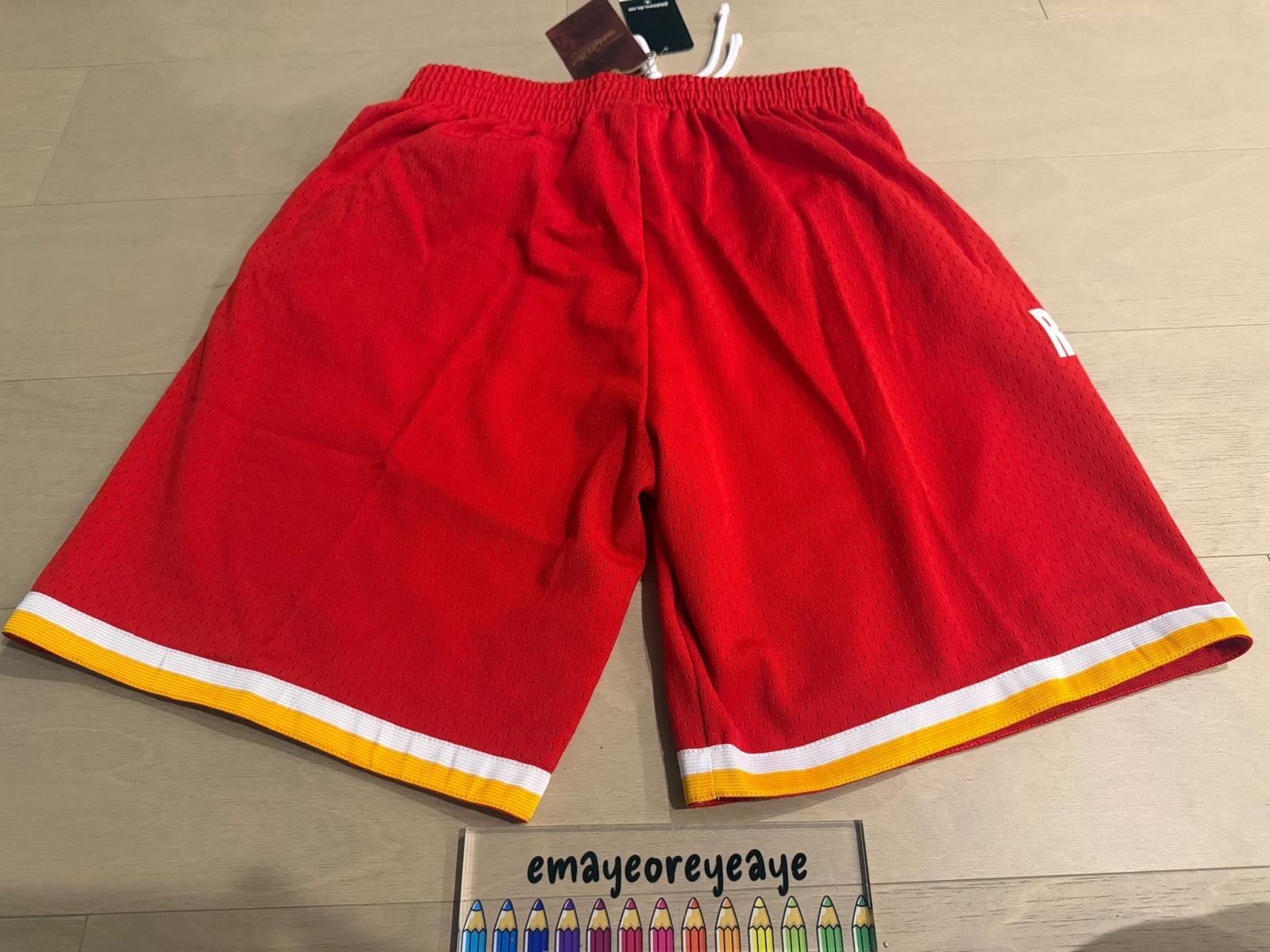 Mitchness & Ness Houston Rockets 93-94 Red Swingman Basketball Shorts Medium $85