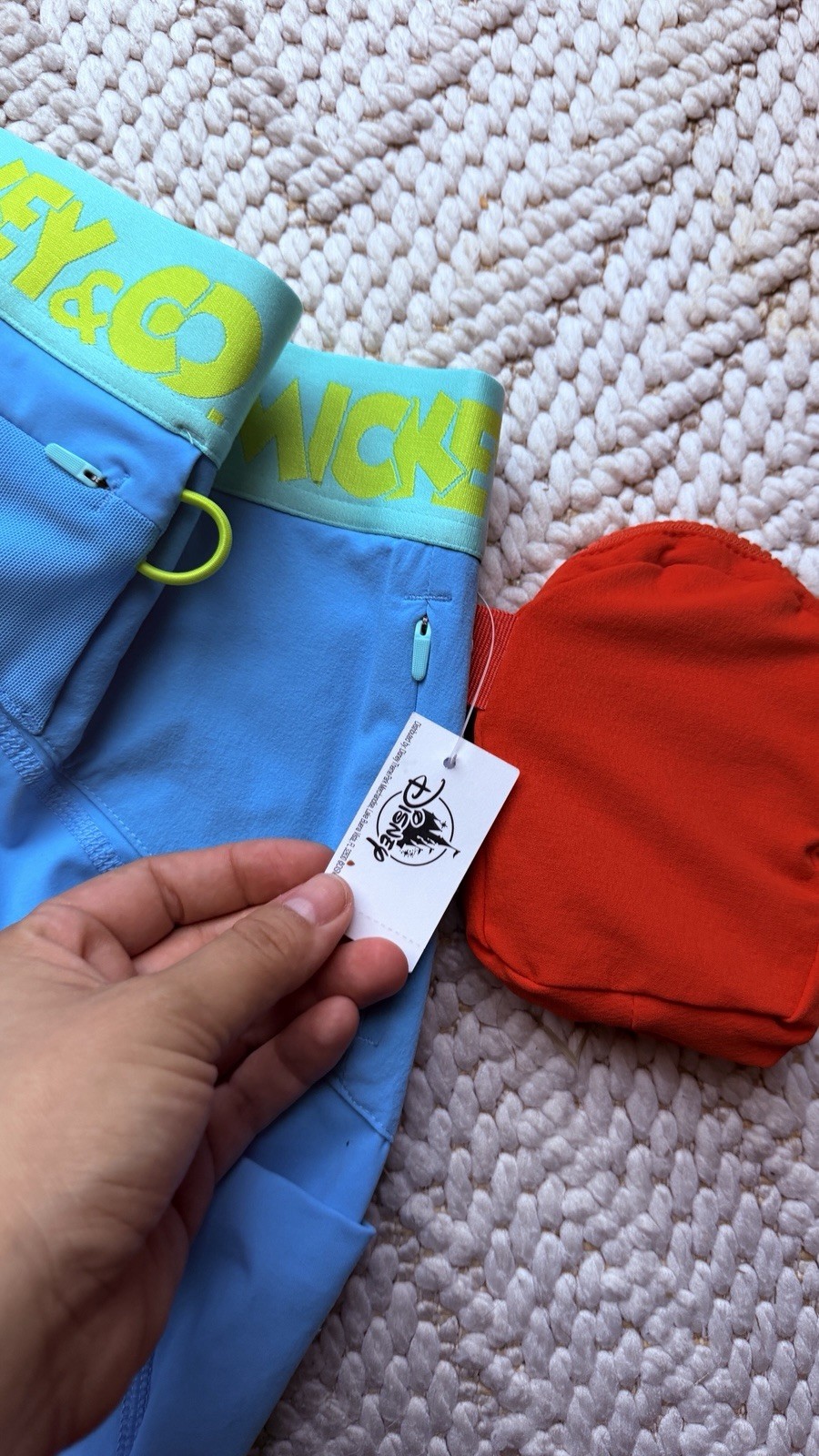 Disney Outdoor Voices Blue Athletic Shorts L NWT Mickey Pockets 8″