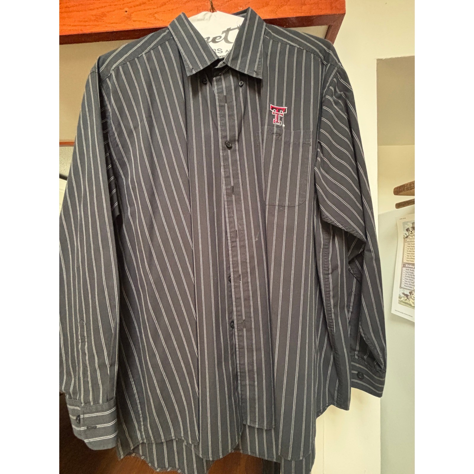 Antigua Texas Tech Mens XL Button Down Shirt Pinstripe Grey Long Sleeve NCAA