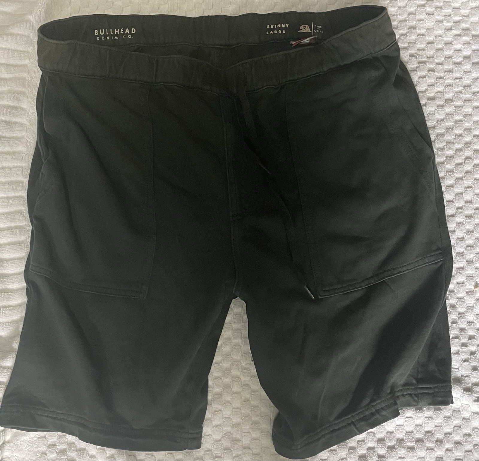 Bullhead Denim Co. Men’s Black Denim Chino Shorts Skinny Fit w/ Pockets