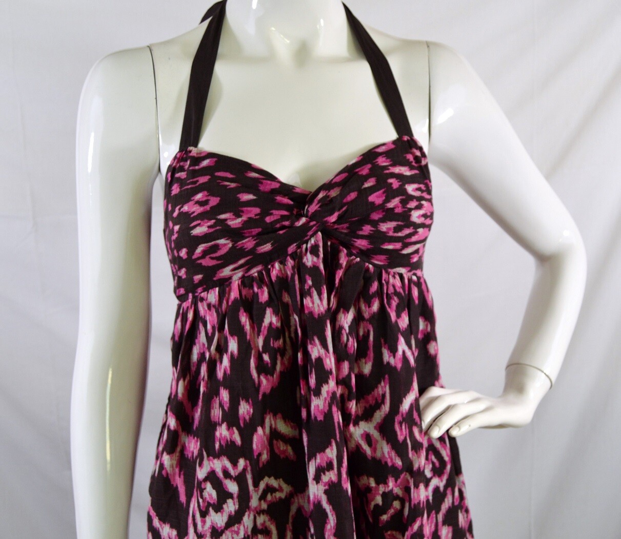 NWT Ann Taylor LOFT Pink Brown Ikat print women’s summer Halter Dress 2P, 4P, 6P