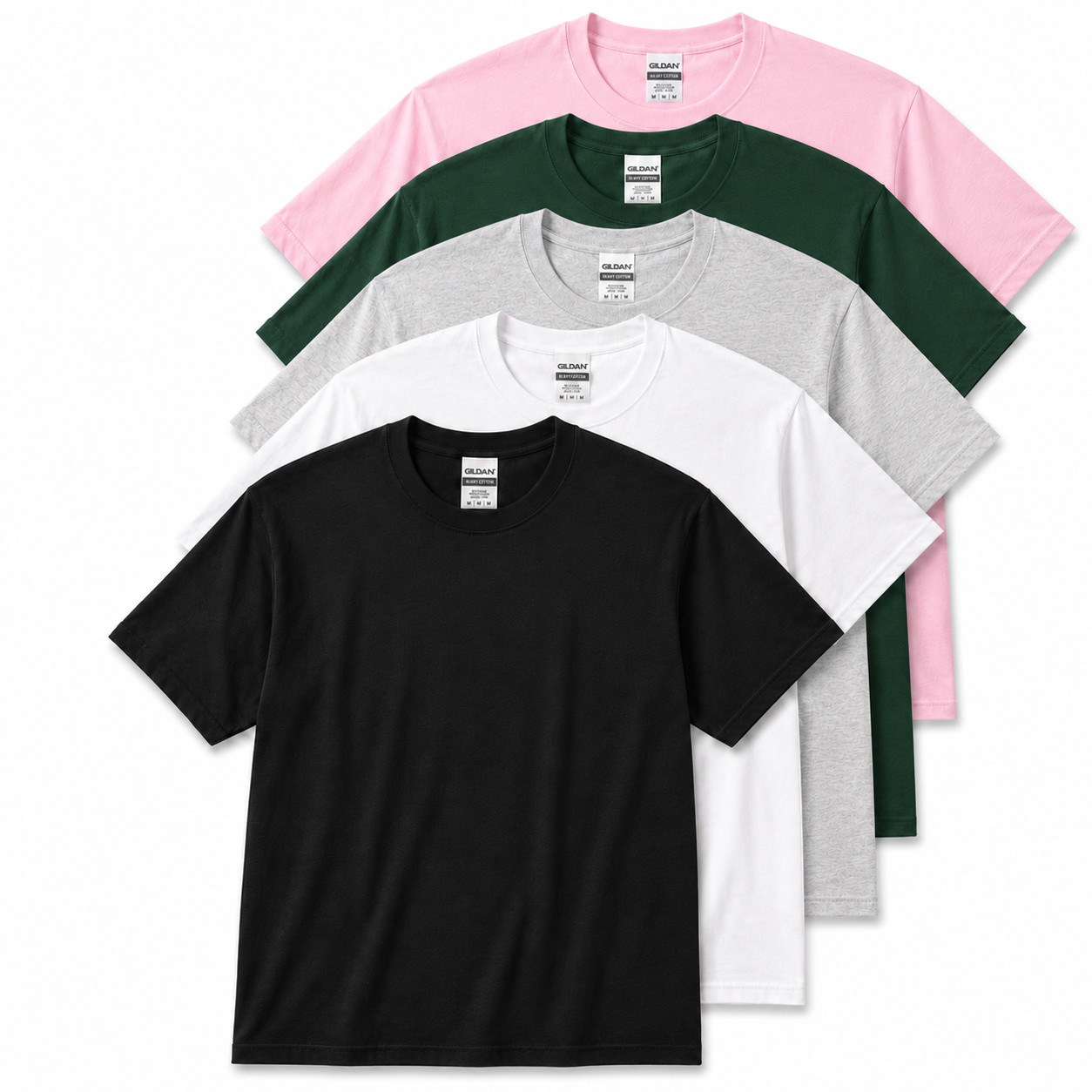 Gildan Heavy Cotton 5000 T-Shirt 3 & 5 Pack Men’s Plain Crew Neck Cotton Tee