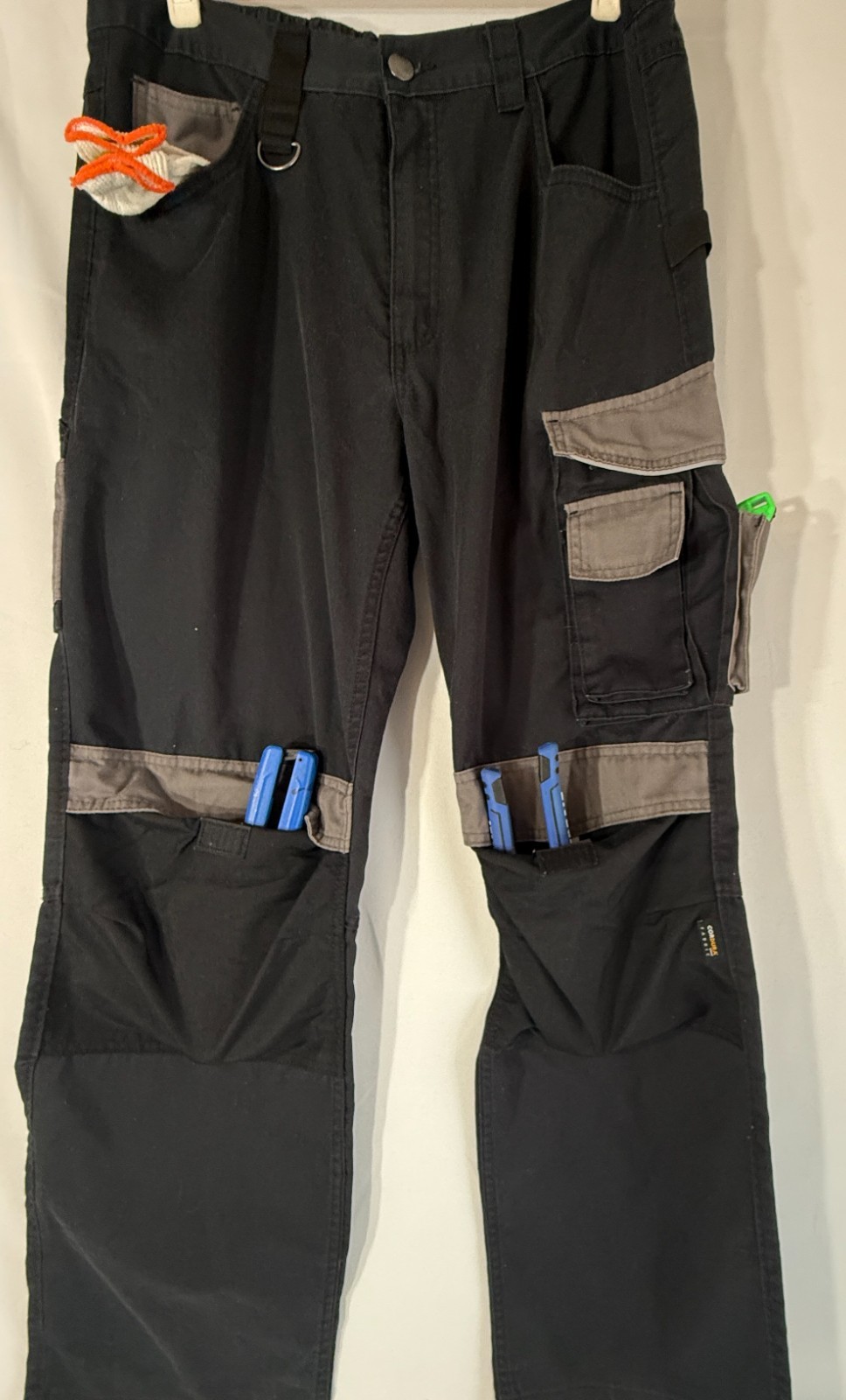 Parkside Mens Black Utility Cargo Pants Cordura Fabric Sz 38 Reinforced Knee