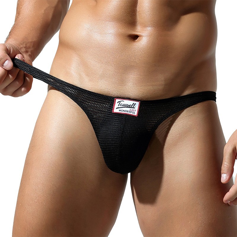 TAUWELL men‘s Comfortable Mesh material Thongs Bikini Briefs T back underwear