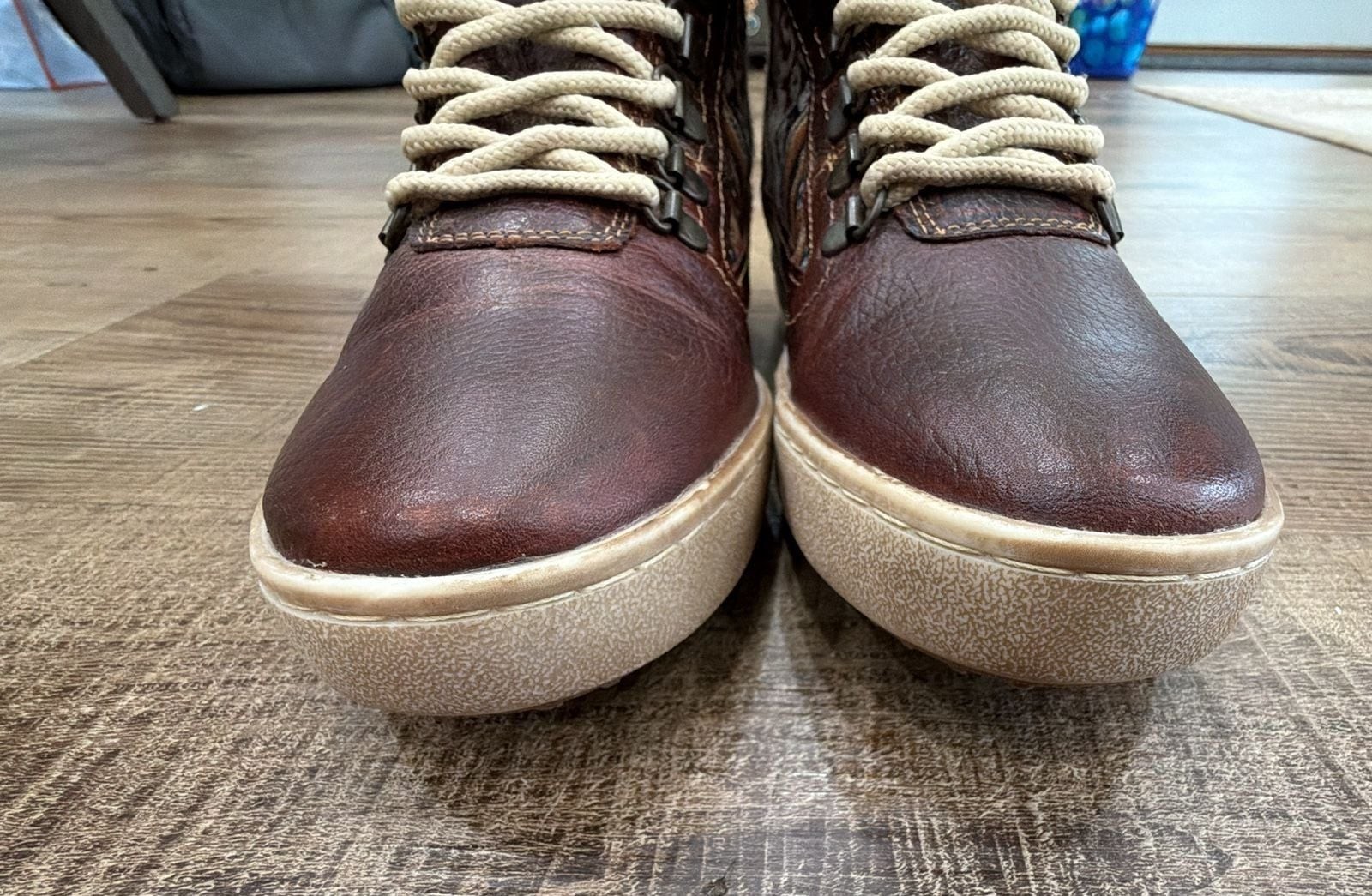 Inkkas Brown Leather Boots Womens Size 7 EUR 38 Peruvian Aztec Festival High Top