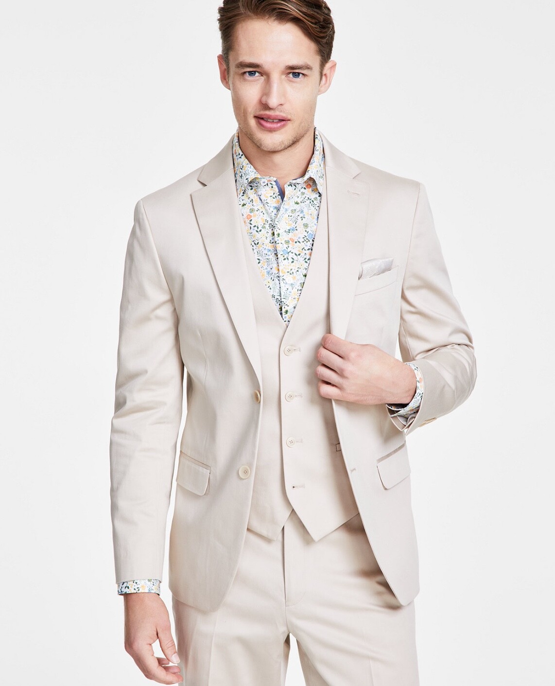 $360 NEW BAR III Mens Tan Soft Cotton Slim Stretch Blazer Sport Coat Suit Jacket