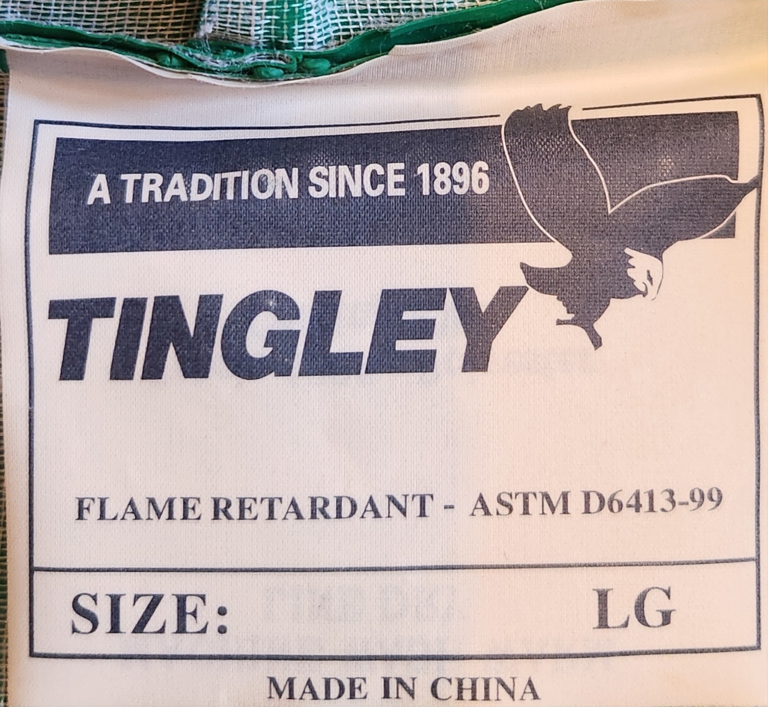 Tingley Flame Retardant Green Hooded Protective Jacket Coat, Size L