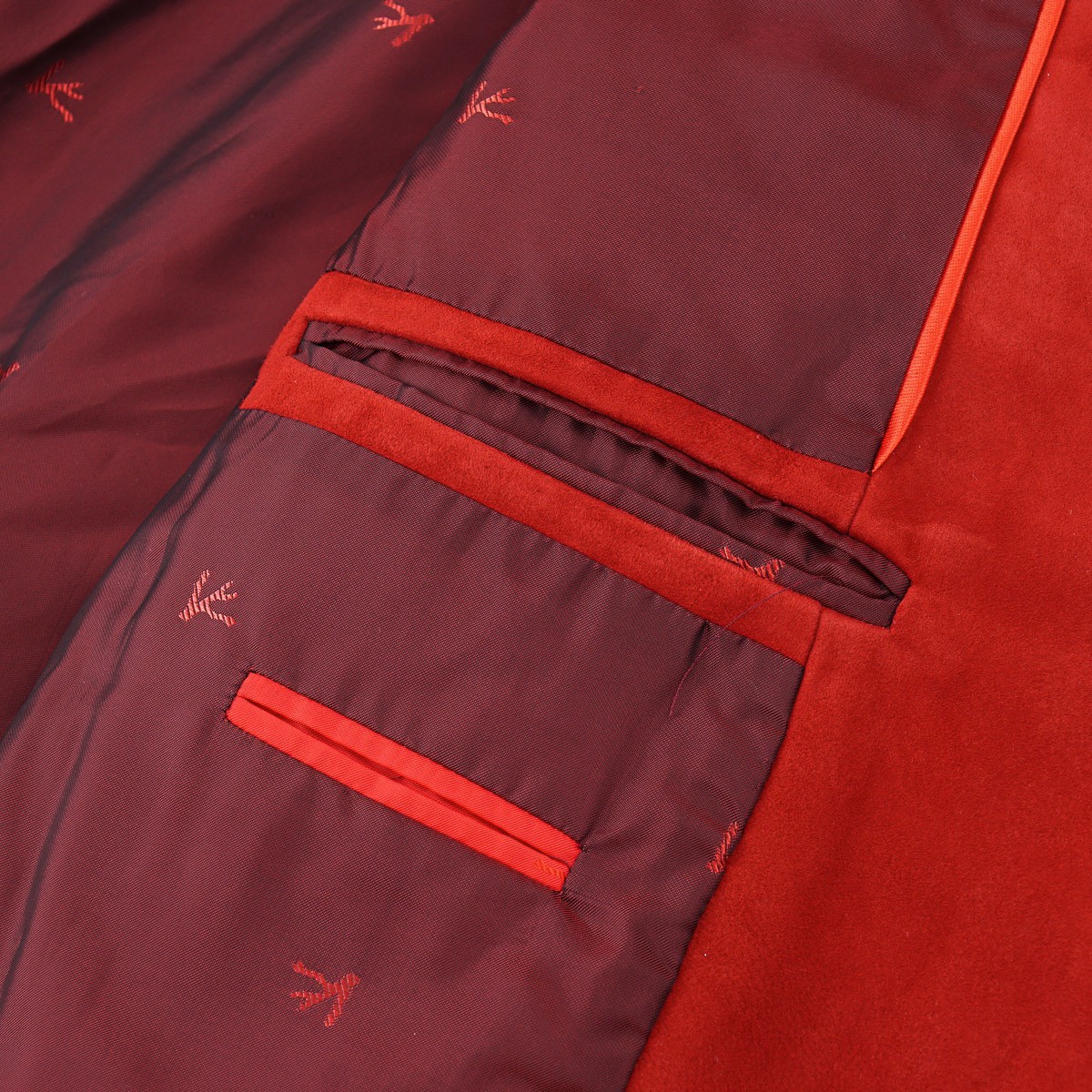 Isaia Red Soft Nappa Lambskin Suede Leather Blazer Jacket Slim L (Eu 52) NWT