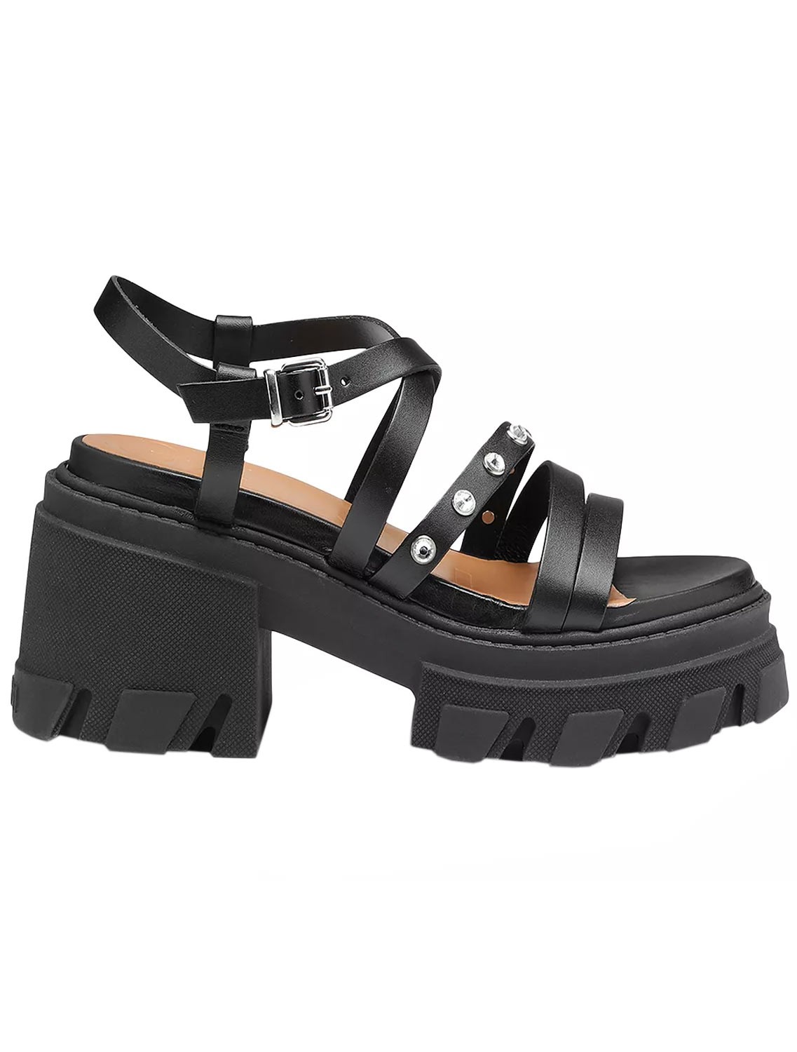 Ganni Womens Cleated Strappy Block Heel Sandals 39 Black – NIB $475