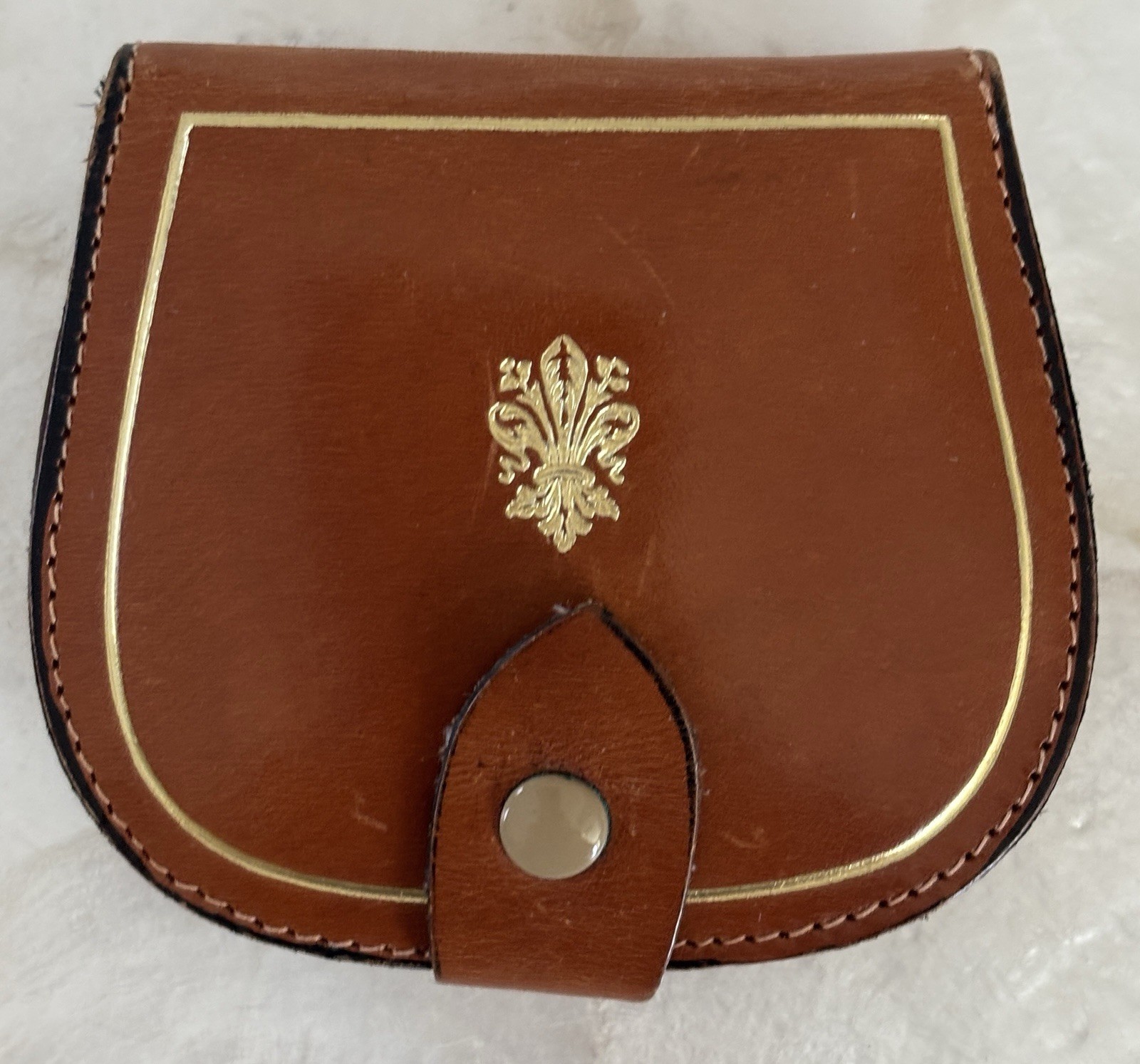 Vintage Florentine Leather Hand Tooled Tacco Coin And Jewelry Holder Pouch Brown