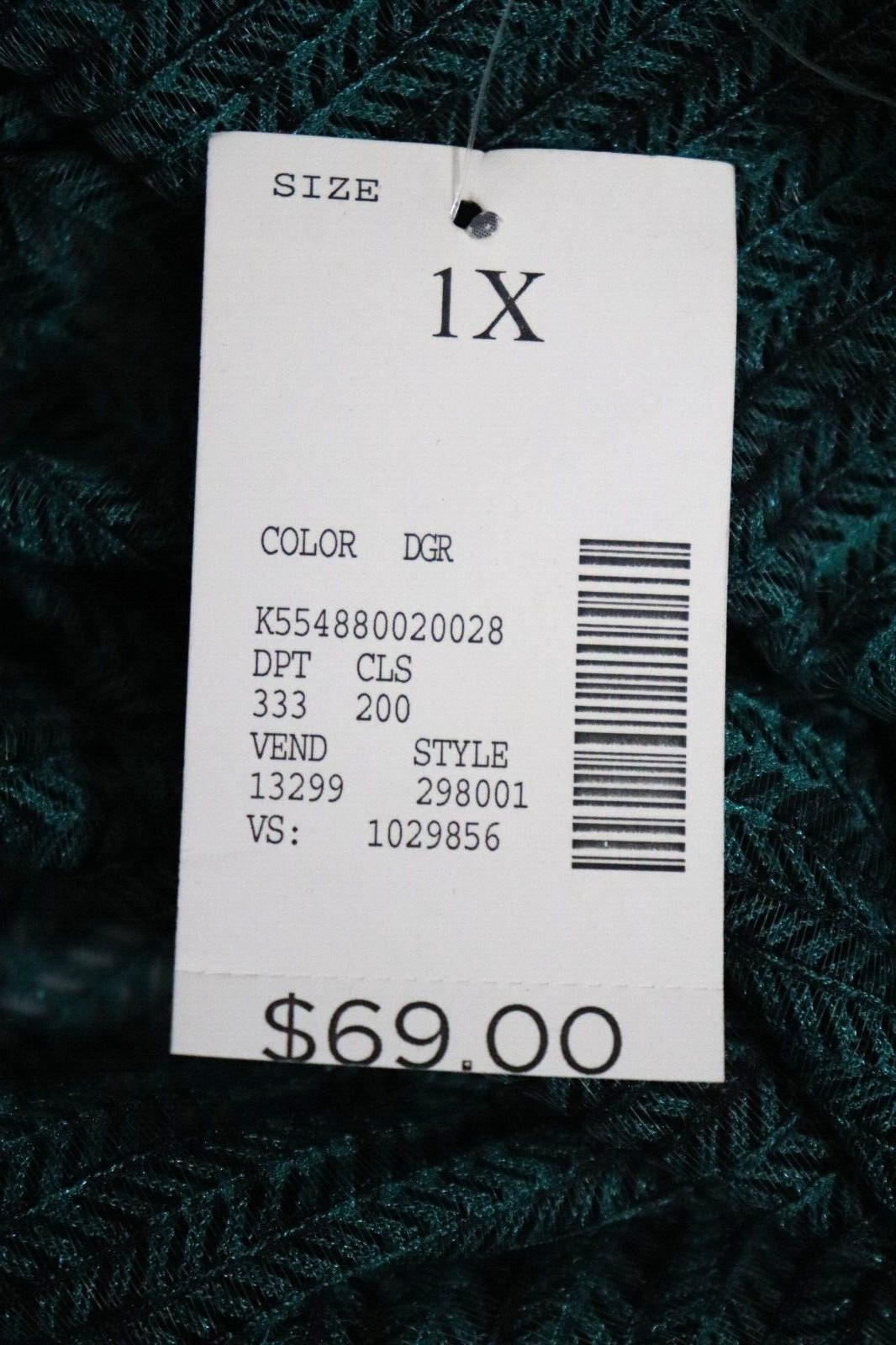 Catherines Mesh Cardigan Women Size 1X 18 20 Green Black Open Top 3/4 Sleeve New