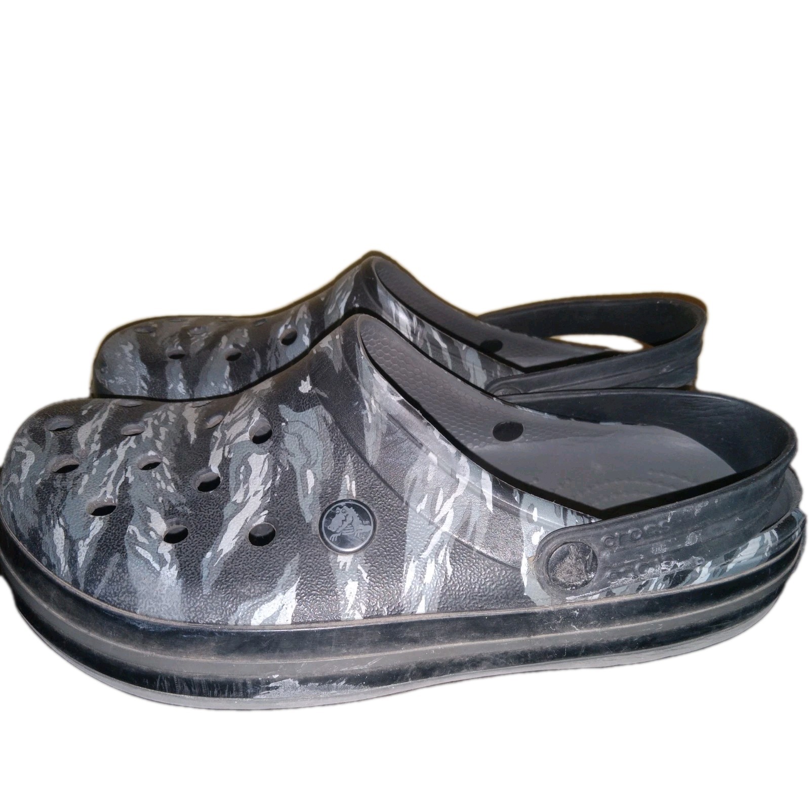 Crocs Unisex Adult GRAY & BLACK Crocband Clog Camo US Men 7 Women 9 M7 W9