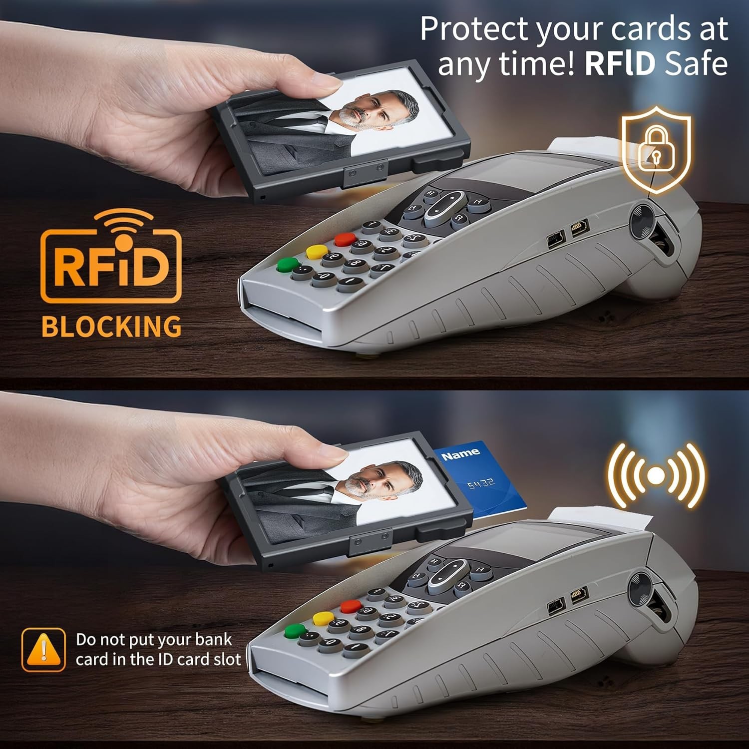 Slim Card Holder Wallet for Men, RFID Blocking Minimalist Wallet with ID Window,