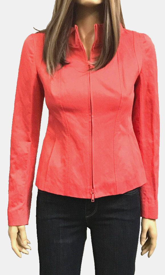 Lafayette 148 New York Silas Chic Watermelon Fitted Zip Jacket Sz 0 Career $498