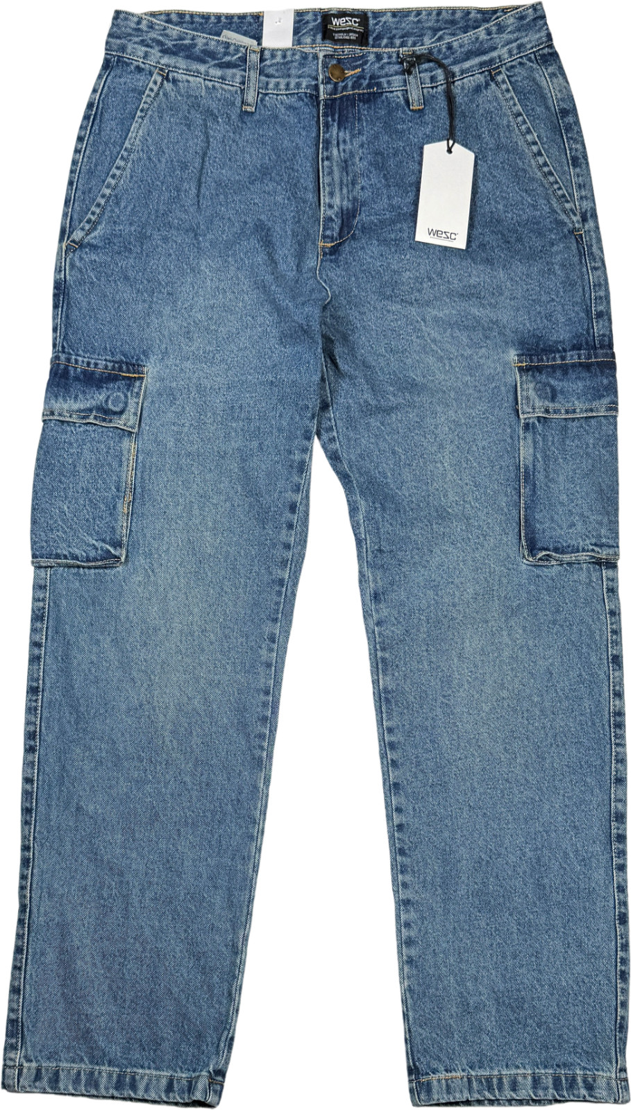 WeSC Relaxed Fit Cargo Jeans – NWT Mens Size 34 x 32 Medium Wash – #47441-H6