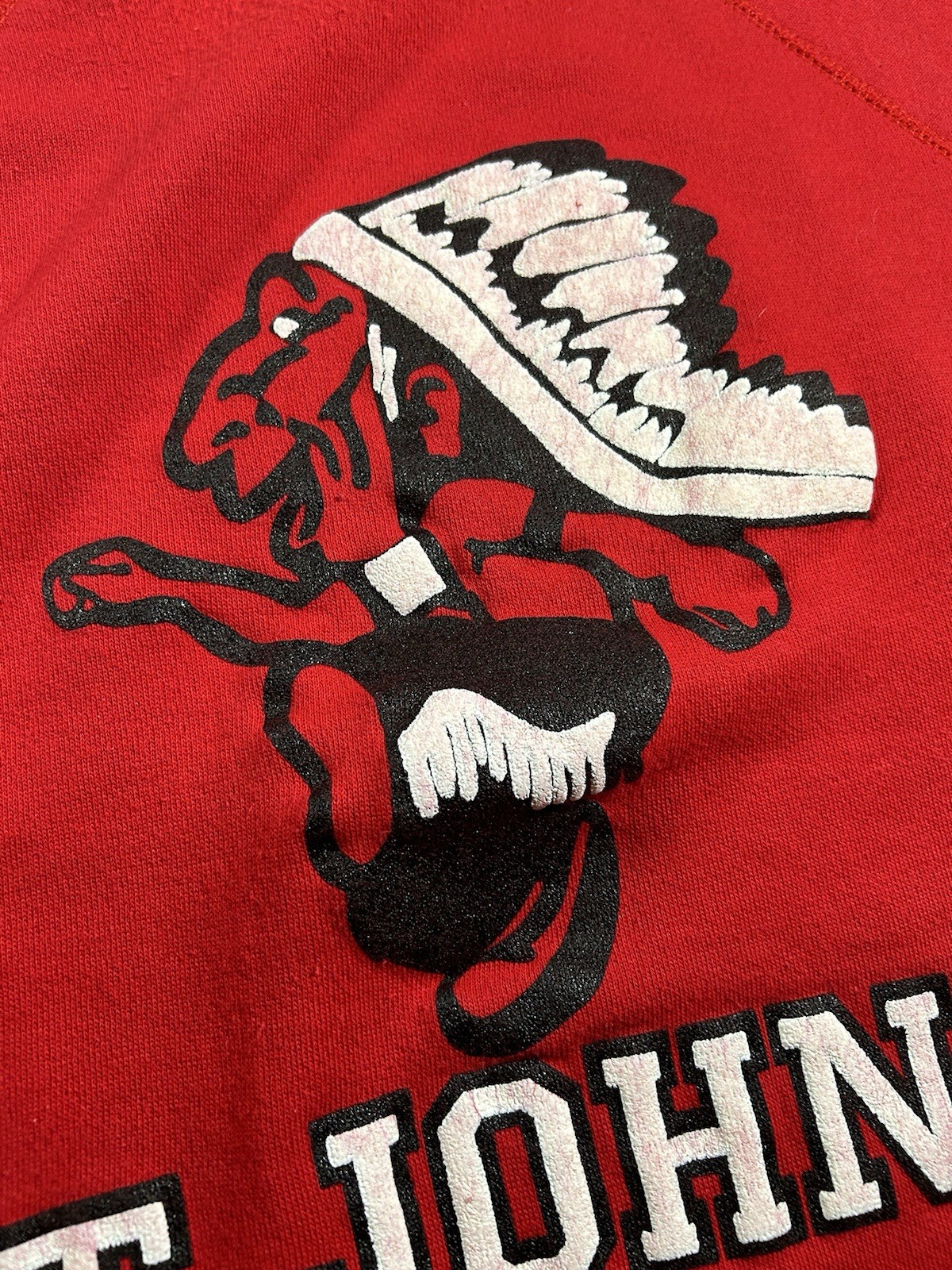Vintage St John’s Red Storm Banned Logo Red Crewneck Sweatshirt 22.75×26.75 Rare