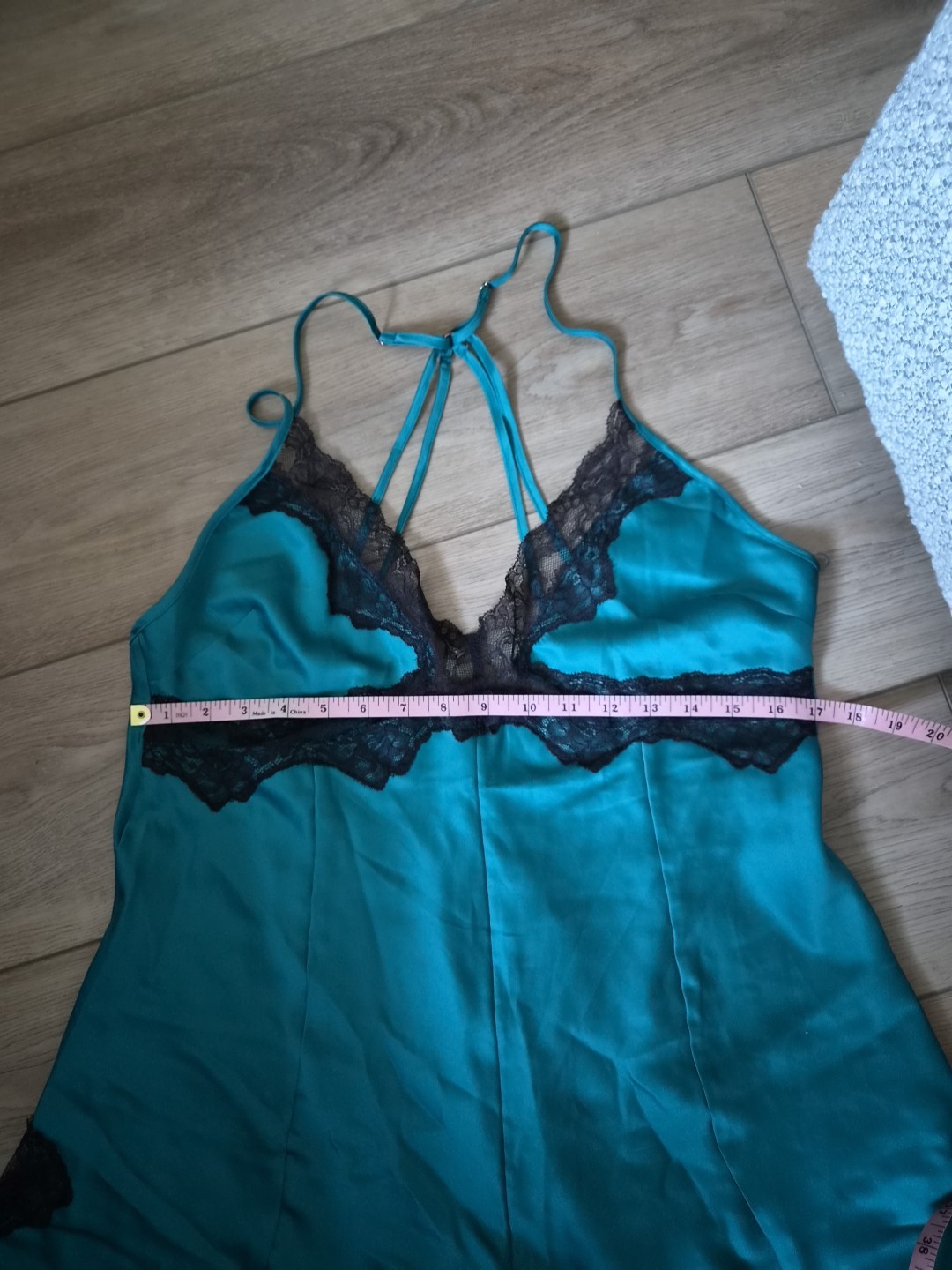 Ann Summers Teal Blue/Green Satin & Black Lace Playsuit Size Medium 12-14