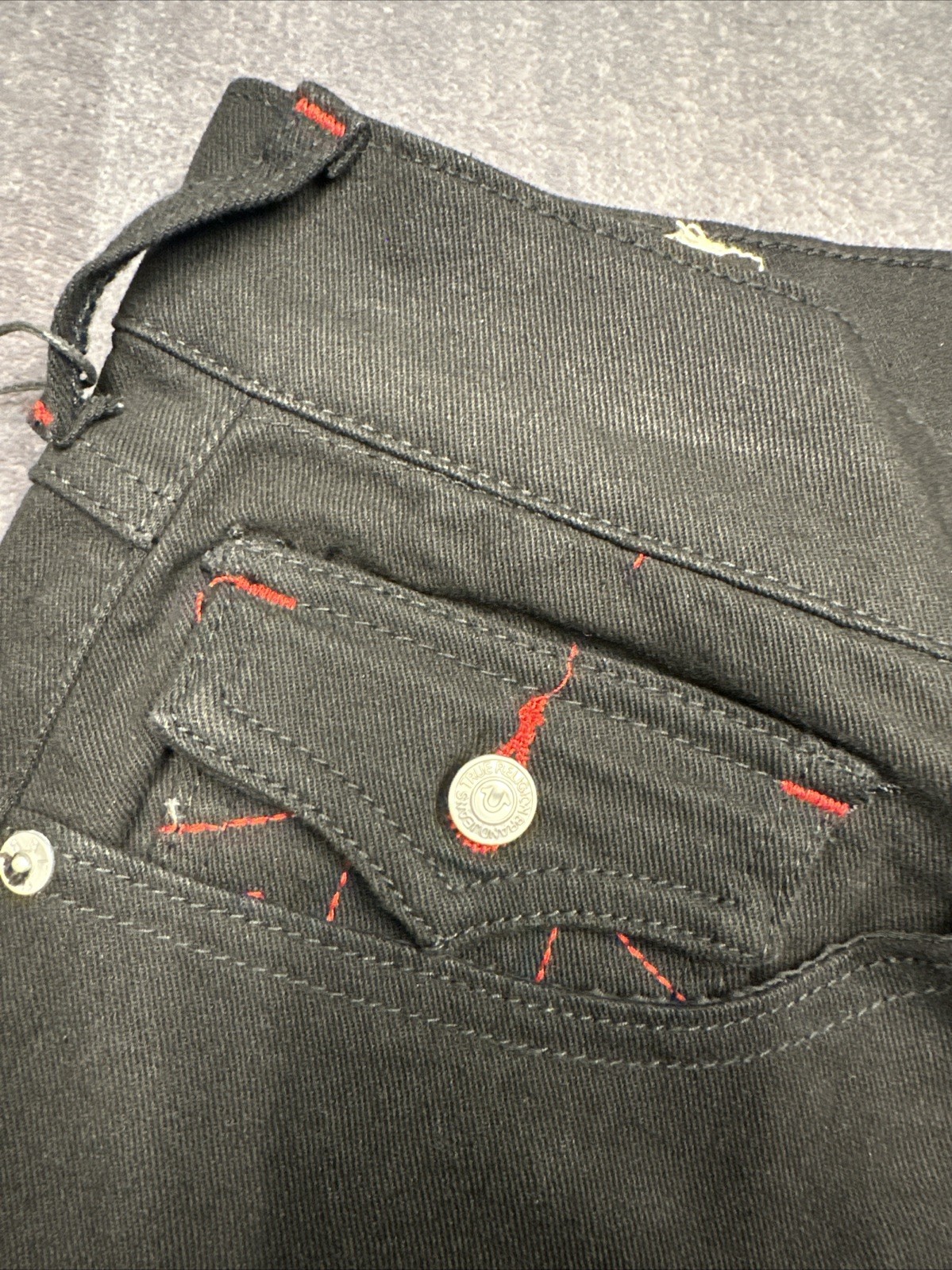 True Religion Ricky Appliqué SN Flap Straight “2SB Black Rinse” 36×30 #701654