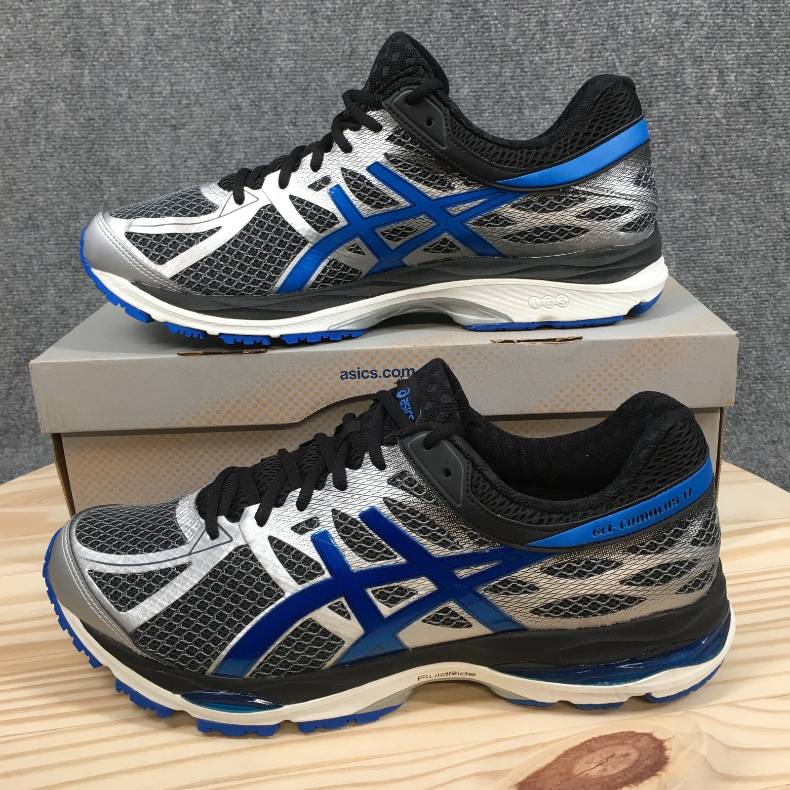 Asics Gel-Cumulus 17 Running Shoes Mens 12.5 2E Lace Up Sneakers Gray Black NEW