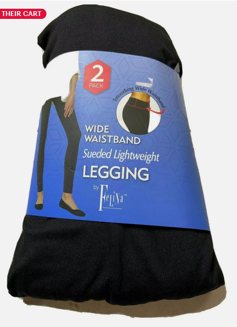 Felina 2 Pack Leggings Wide Waistband Suede Lightweight Soft ( BLACK, S ) NWT