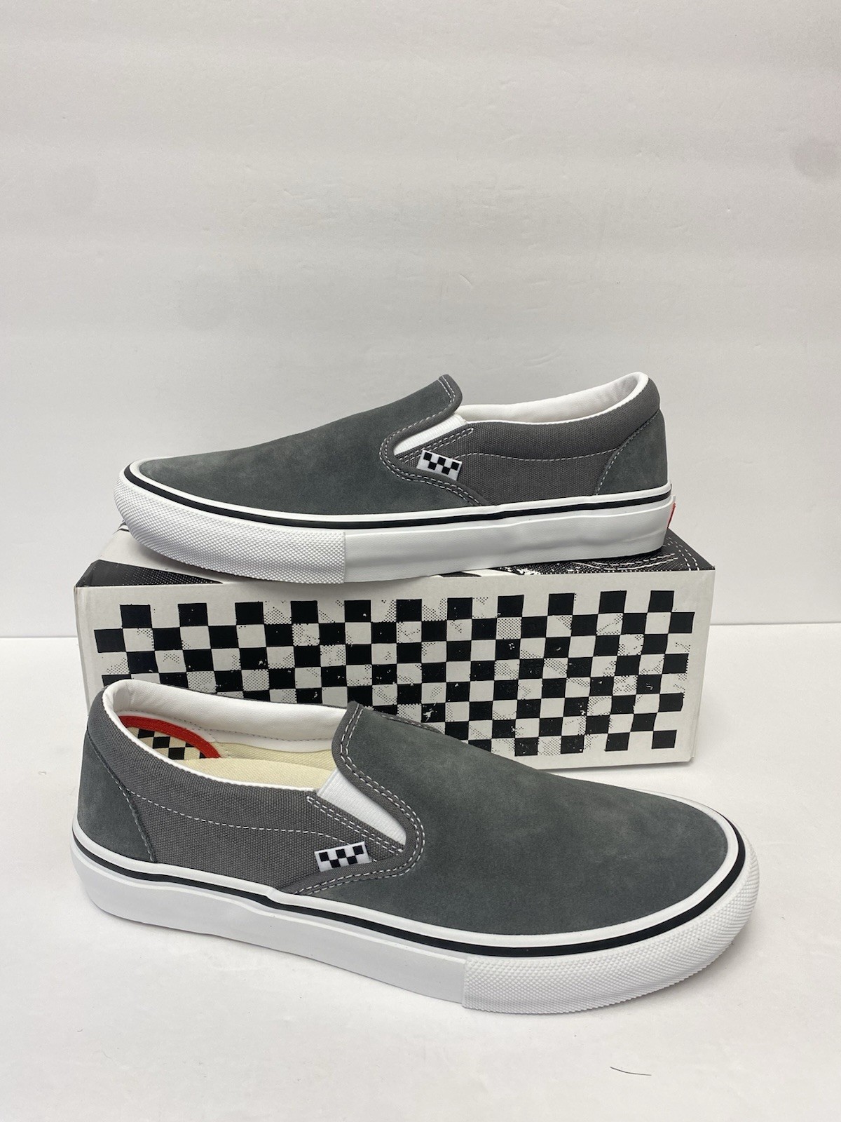 Vans M 13 SKATE Slip On Shoes Pewter Gray Suede Pop Cush Sole Dura Cap New!
