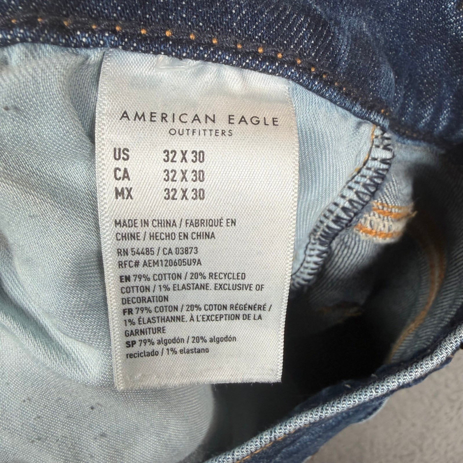American Eagle Flex Straight Leg Jeans Mens 32×30 Blue Medium Wash Stretch Denim