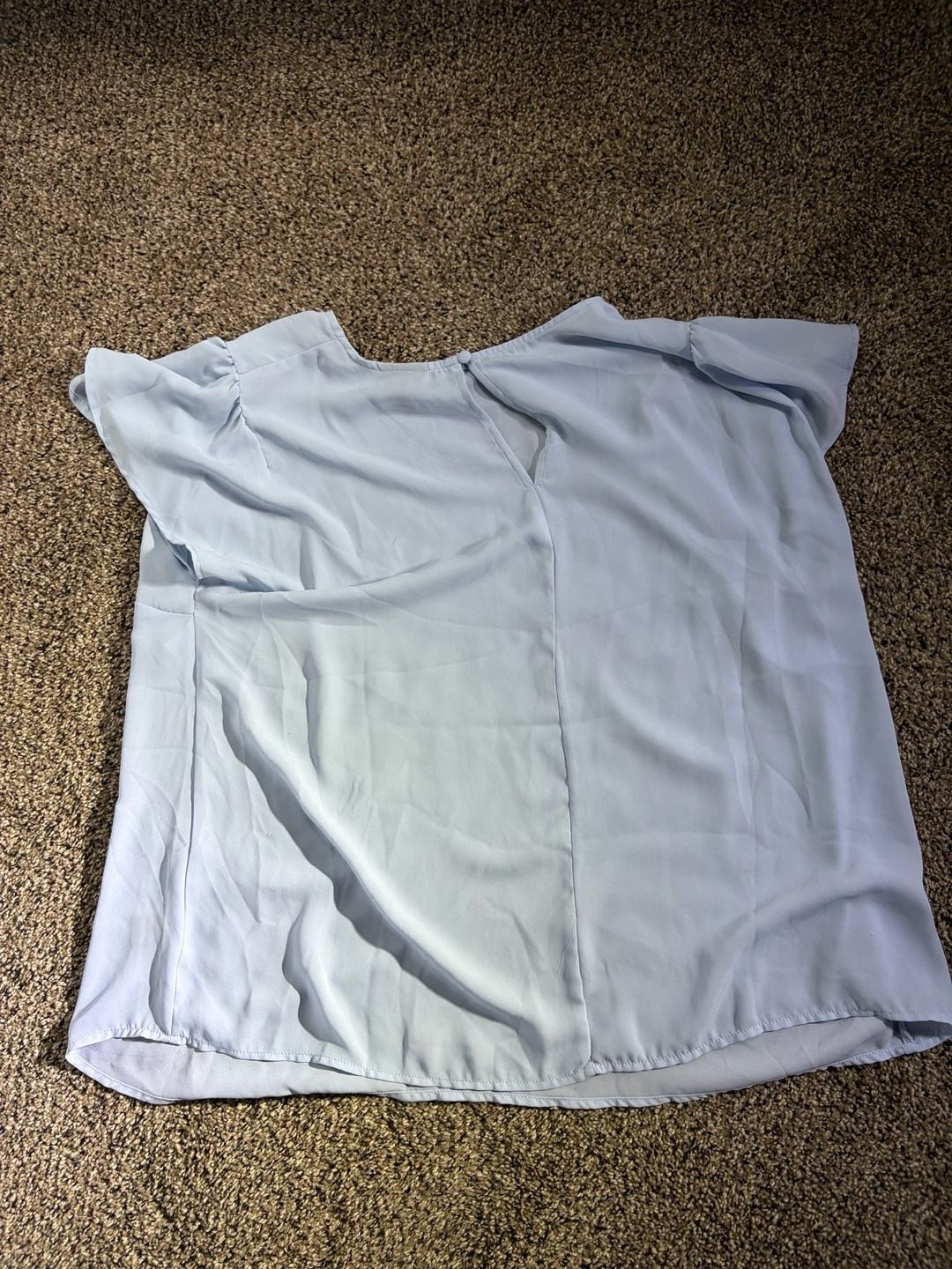Torrid Women’s Light Blue Short Sleeve Ruffle Detail Keyhole Back Blouse