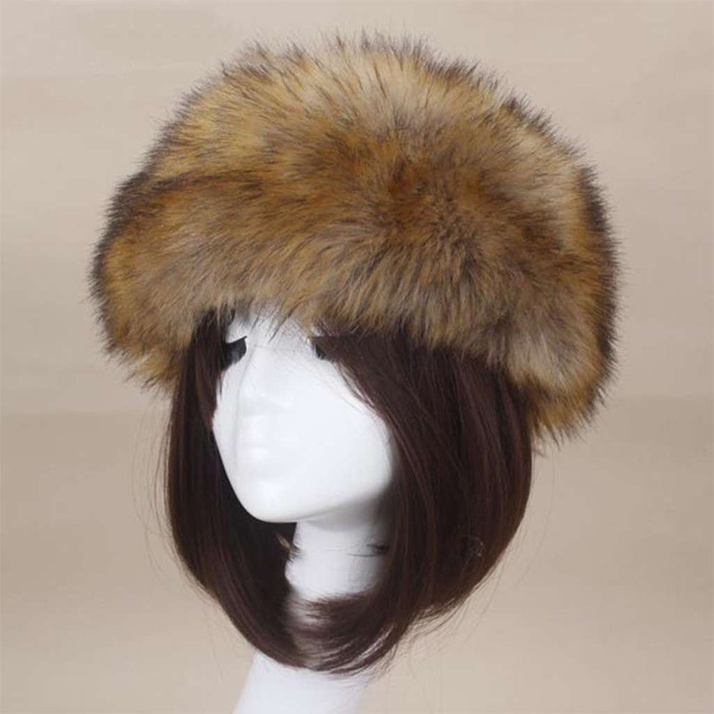 Women Winter Russian Fluffy Faux Fur Headband Hat Thick Ear Warm Snow Ski Cap US