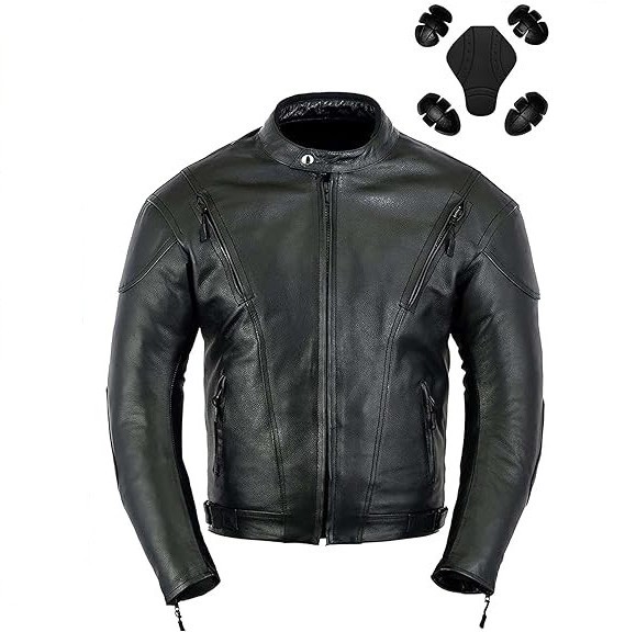 Motorcycle Jacket Mens GenuineMotorbike Leather Jacket Removable Liner CE Armor