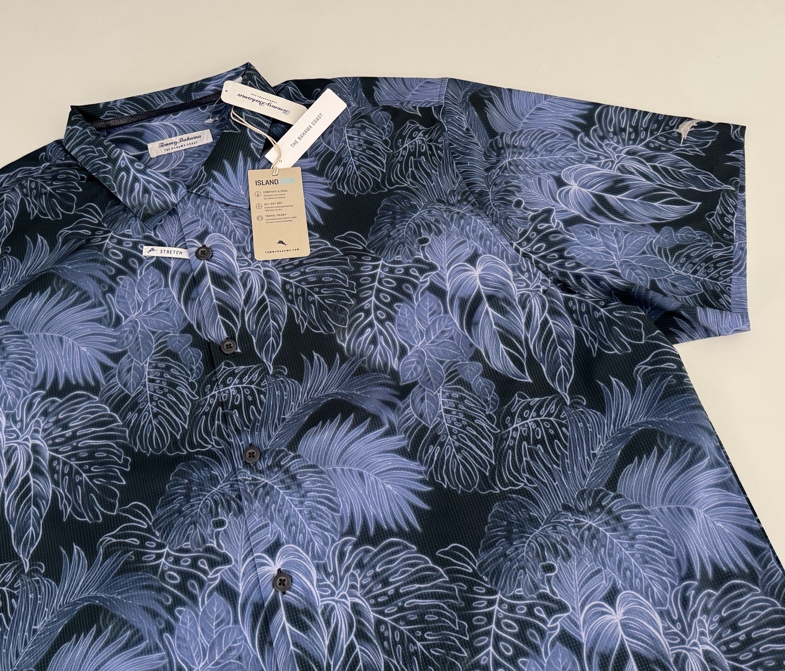 NWT Tommy Bahama Men Big Island Zone 2XLB 3XLB 4XLB 5XLB Navy Palm Stretch F5