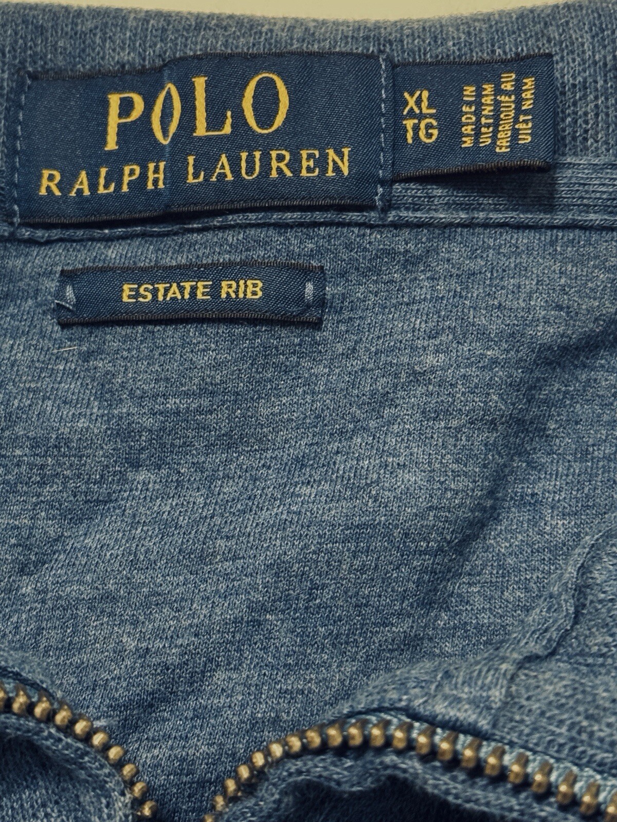 Polo Ralph Lauren shirt Mens XL blue cotton estate rib long sleeve (T1579K)