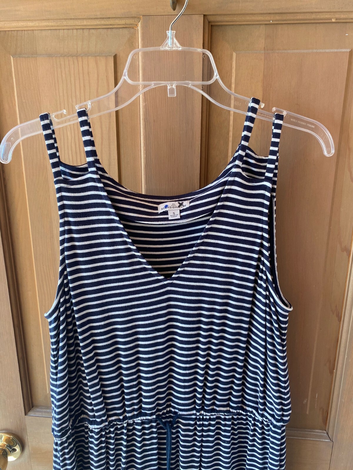 Womens LL Bean striped cotton maxi dress size S in EUC