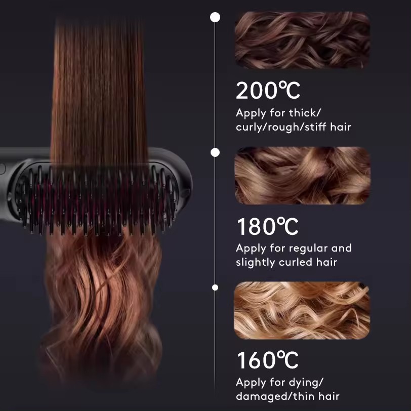 2 In 1 Straight Hair Comb Wireless Hair Straightener Brush Hair Fast Heating Por